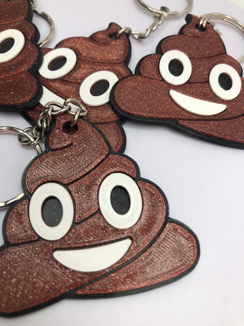 Sparkly Brown Poop Keyring / Smiling Pile of Poo Bag Tag / Poo Shaped Keyring / Poo Shaped Bag Tag / Novelty Poo Keyring / Poop Joke Keyring