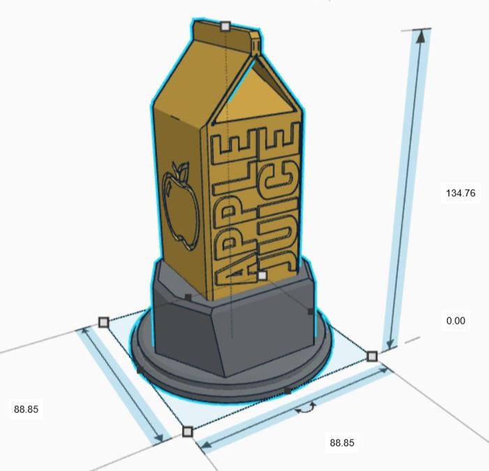 Personalised Apple Juice Trophy, Custom Trophy Gift, Apple Juice Lover Trophy, Apple Juice Award, Apple Juice Carton Gift, Apple Juice