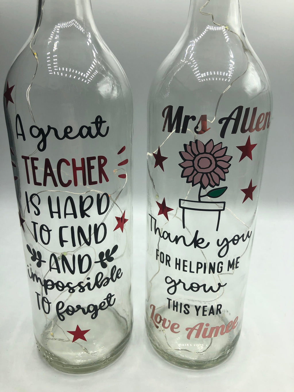 Thank you Teacher Gift, Teacher Light Up Bottle, End of Year Gift for Teacher, Leaving Gift for Teacher, A Great Teacher is Hard to Find