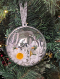 Personalised Daisy Bauble, Sunflower Bauble, Flower Bauble, Forget Me Not Bauble, Rose Bauble, Gerbera Bauble, Christmas Daisy, Daisy Flower