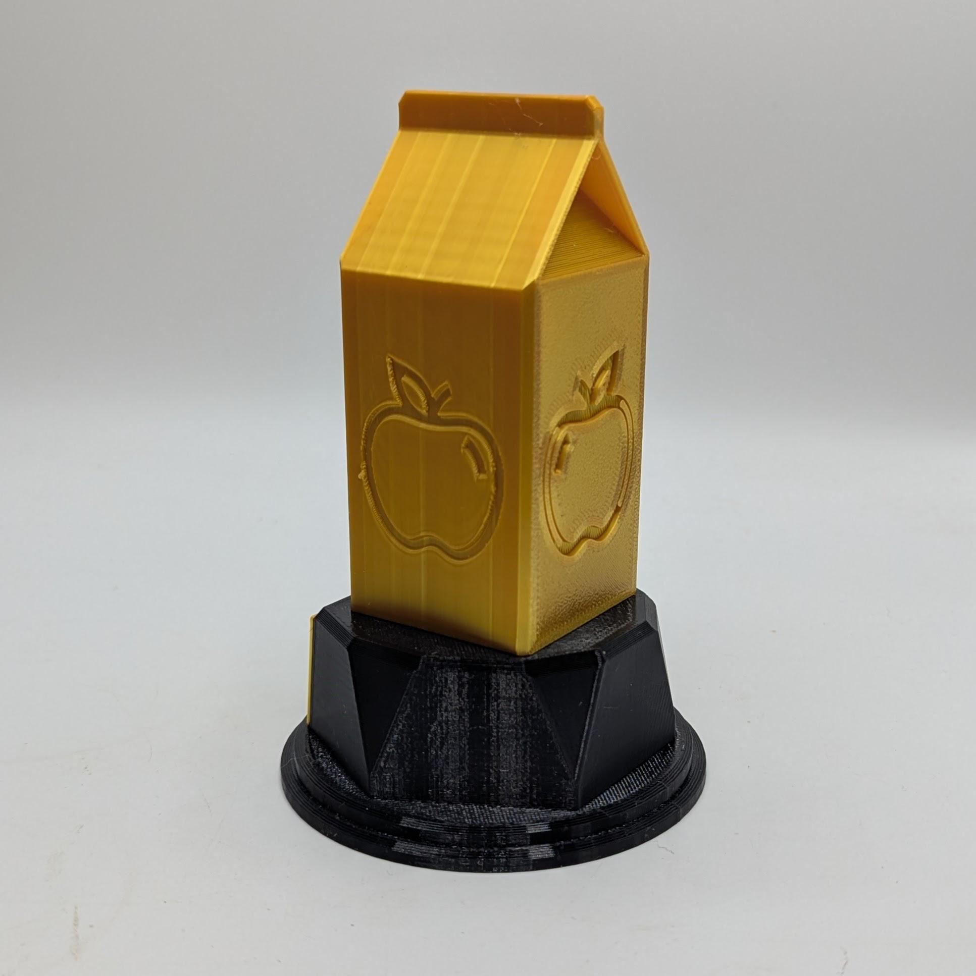 Personalised Apple Juice Trophy, Custom Trophy Gift, Apple Juice Lover Trophy, Apple Juice Award, Apple Juice Carton Gift, Apple Juice