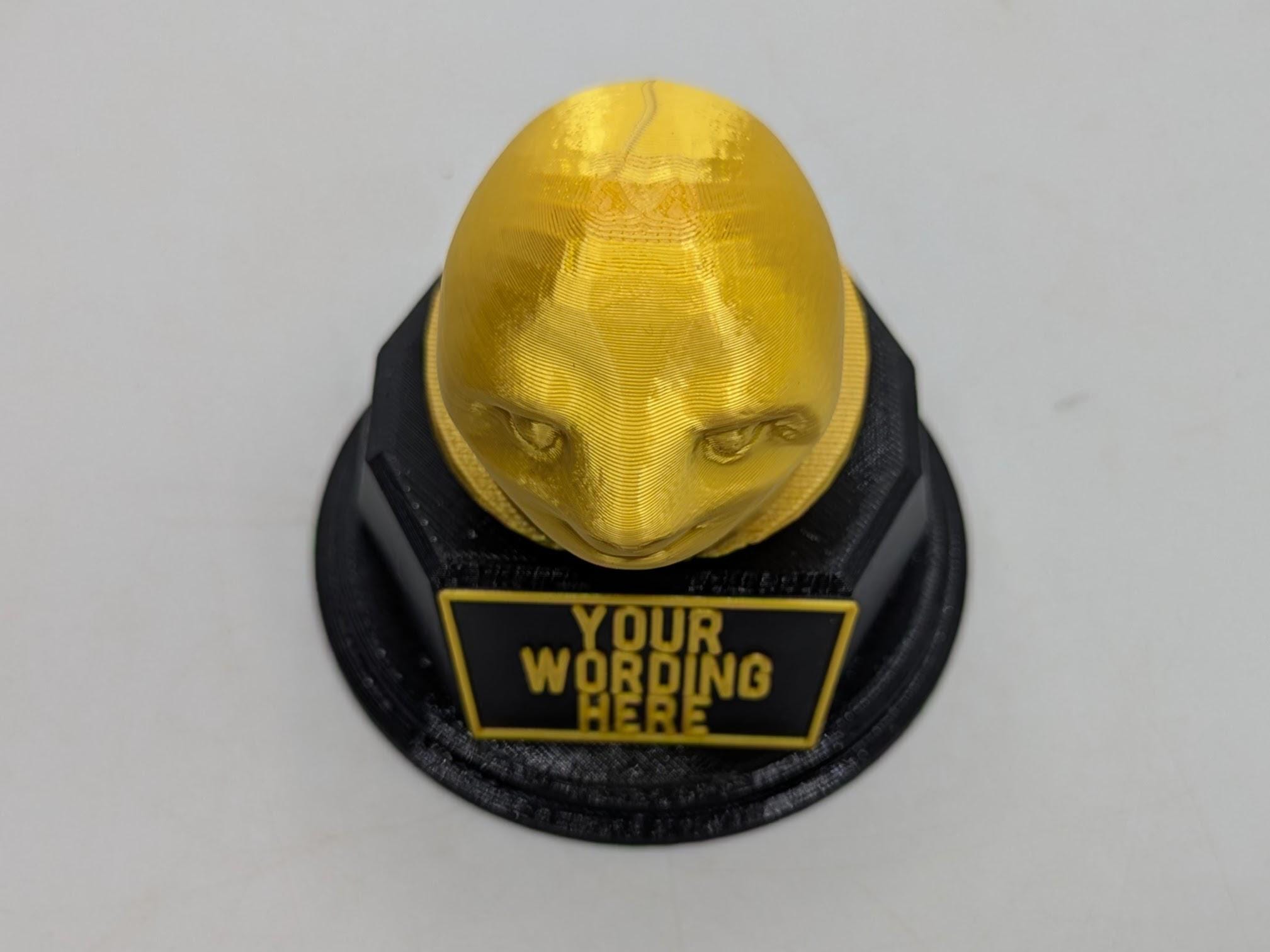 Personalised Sloth Trophy, Sloth Gift, Slow Trophy, Slowest Award, Custom Trophy, Office Trophy, Slowest Employee Award, Sloth Personalised