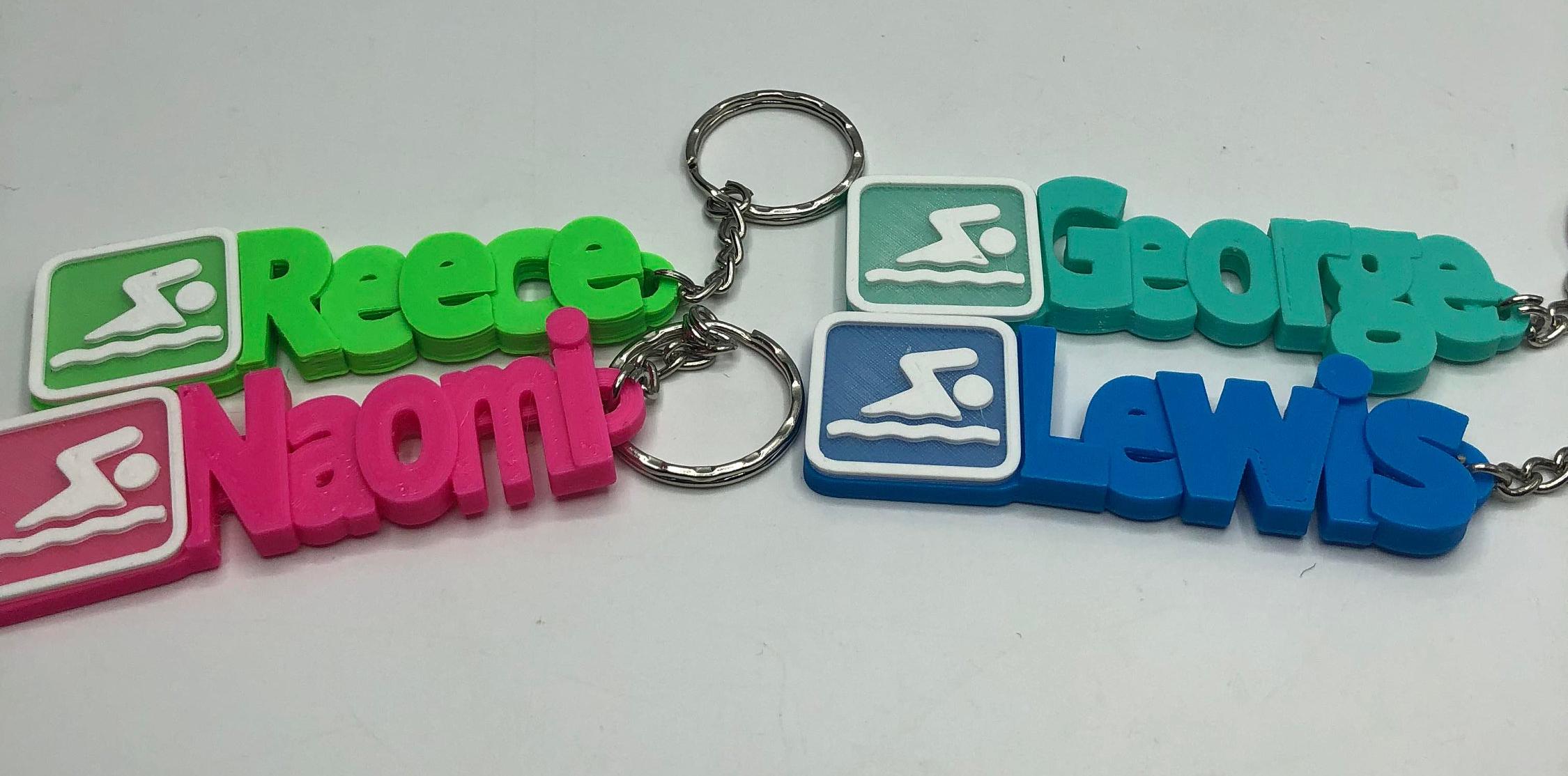 Personalised Swimming Keyring, Swimming Bag Tag, Gift for a Swimmer, Swim Team Gift, Swimming Party Gift, Swimming Class Gift, Swim Teacher