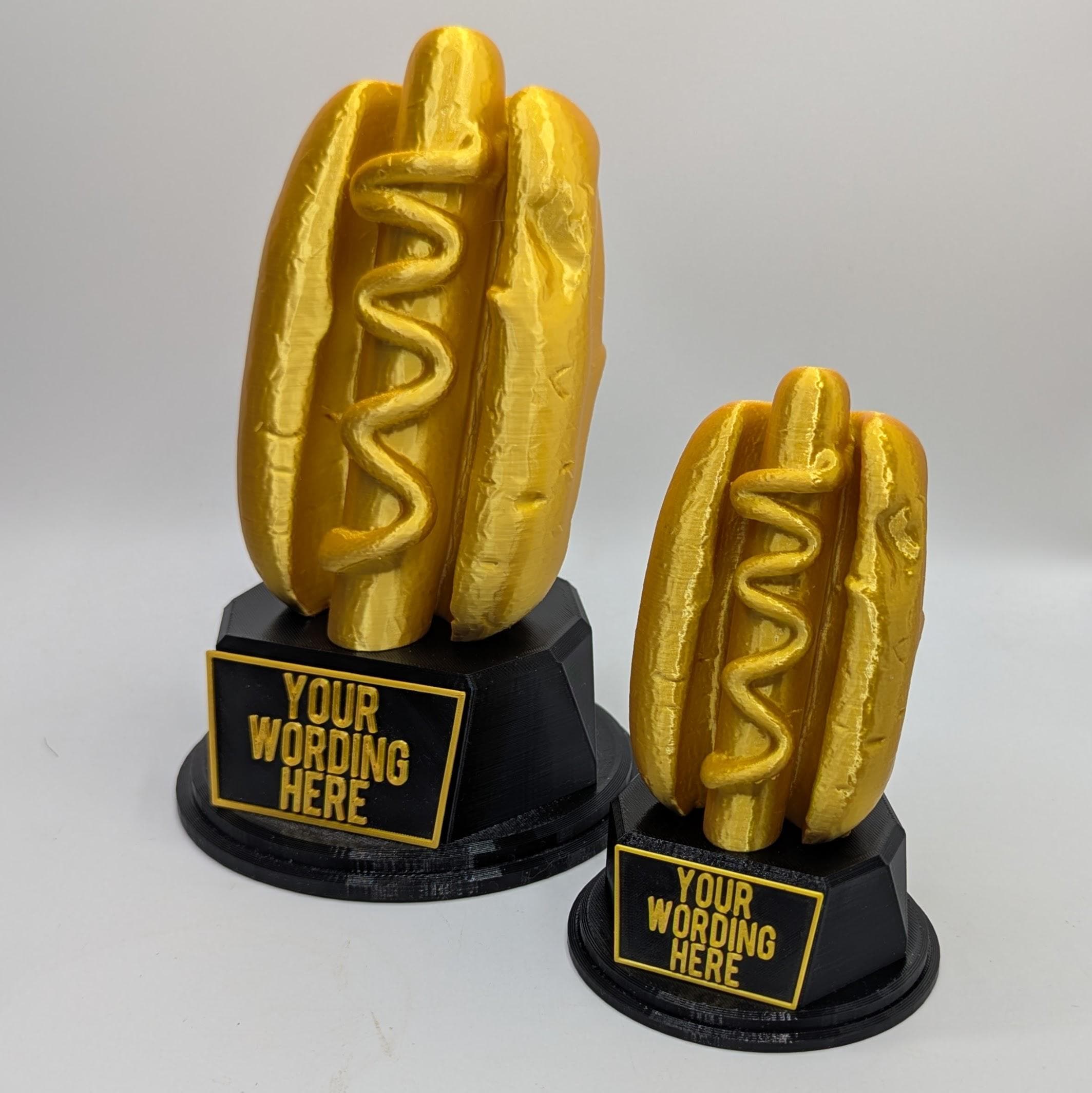 Personalised Hotdog Trophy, Wiener Award, Gift for friend, Joke Award, Personalised Trophy Award, Chilli Dog Award, Joke Hotdog Gift, Hotdog