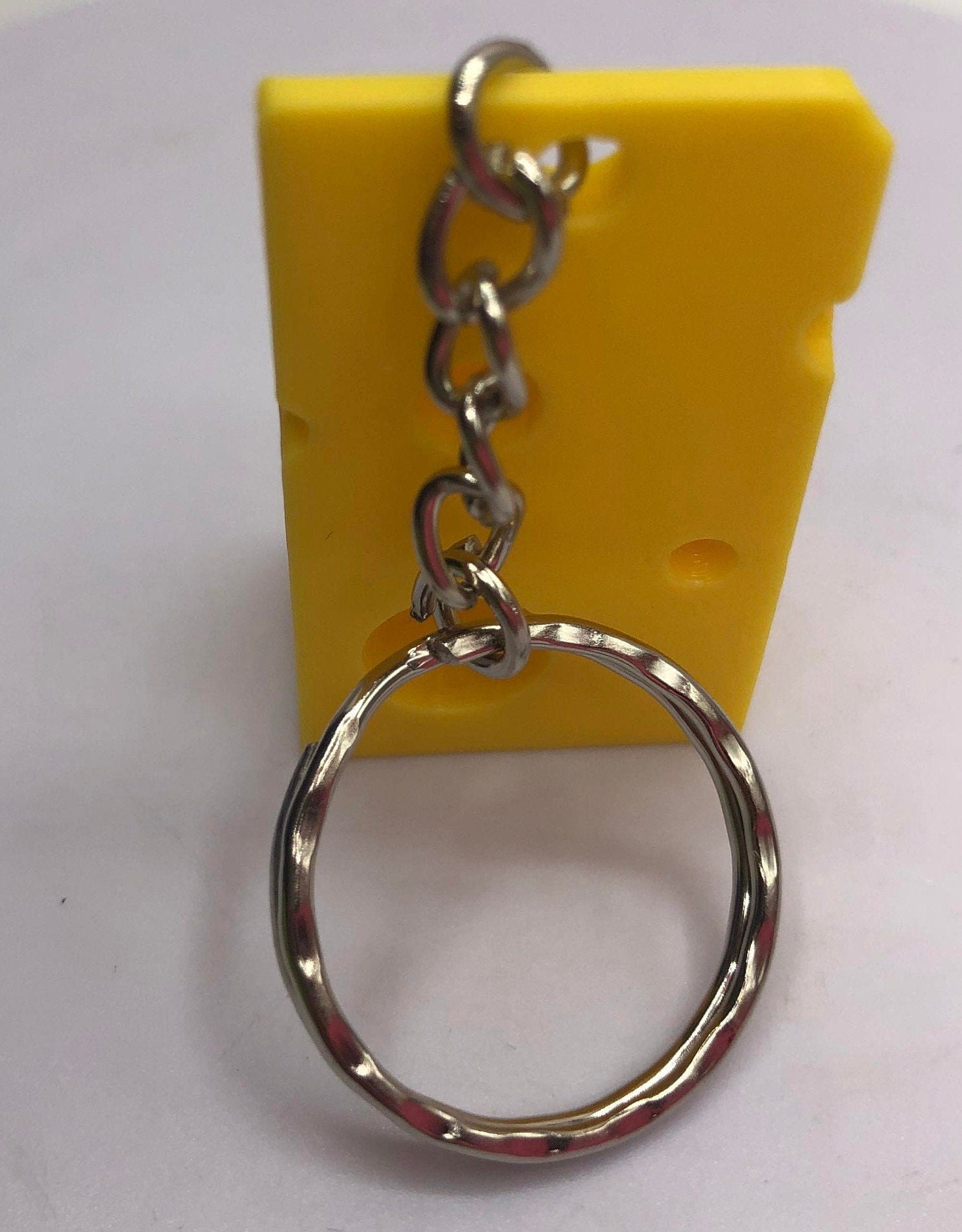 Swiss Cheese Style Keyring, Cheese Lovers Keyring, Keyring in the Shape of Cheese, Cheese Wedge Keyring, Cheese Charm, Food Keyring, Cheesy