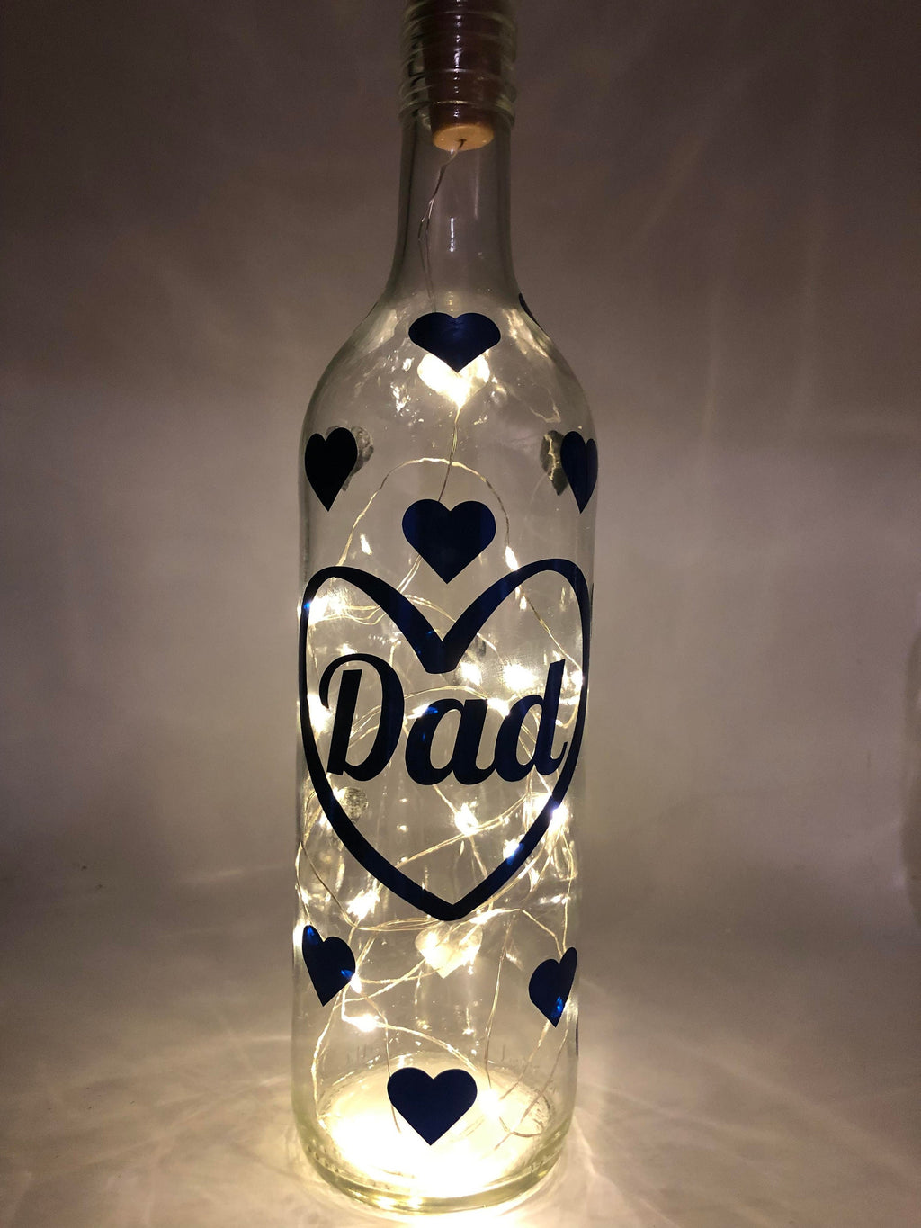 Dad Hearts LED Light Up Glass Bottle / Gift for Dad for Fathers Day / Fathers Day Gift / Gift for Dad's Birthday / Dad Christmas Gift / Dad