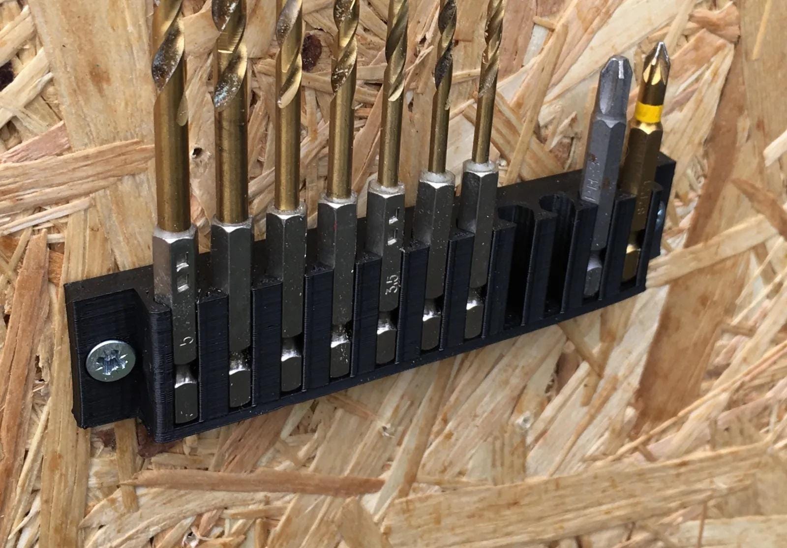 1/4" Hex Shank Screwdriver Bit Holder Storage / Shed, Van or Workshop Hex Bit Storage / Hex Bit Holder (11 or 13 gaps) / 1/4" Hex Bit Holder