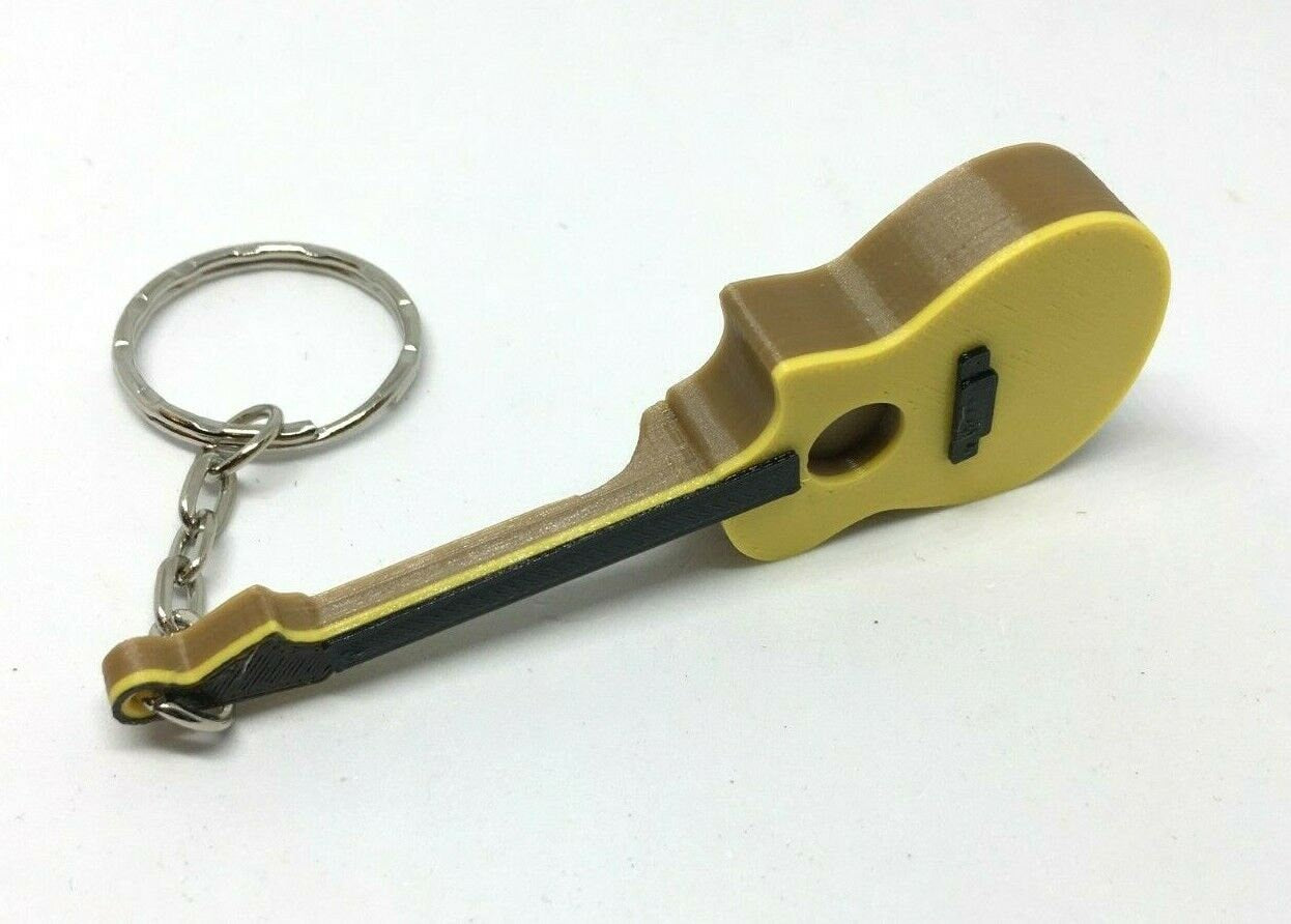 Acoustic Guitar Keyring / Acoustic Guitar Bag Tag / Guitar Shaped Keyring / Gift for Guitarist / Gift for Music Teacher / Guitar Bag Tag