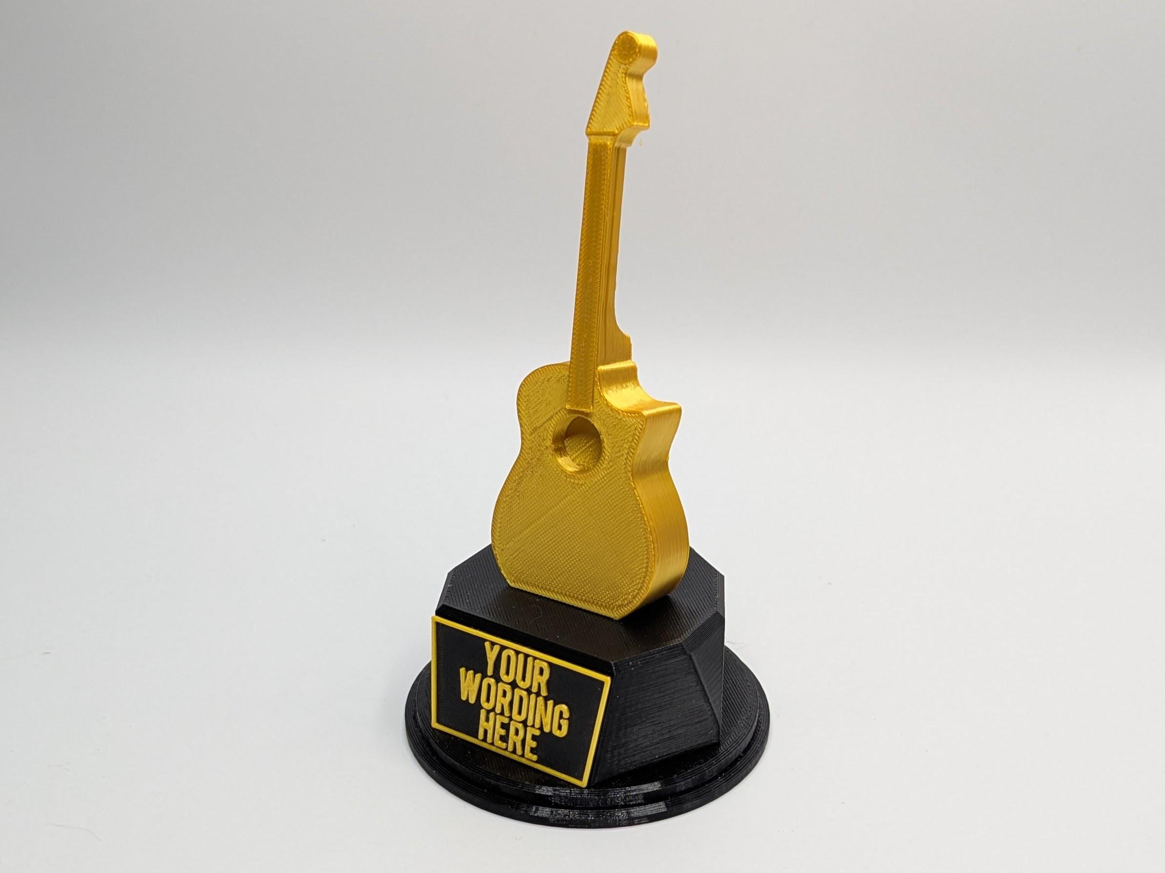 Personalised Acoustic Guitar Trophy, Guitar Trophy, Guitarist Award, Music Teacher Award,  Custom Trophy Gift, Guitar Player Gift, Guitarist