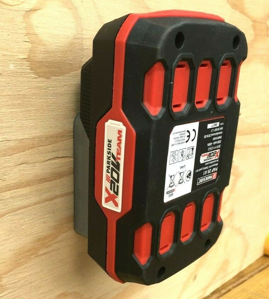 Parkside X 20V Battery Wall / Undershelf Mount Holder for Workshop / Van (Qty:1) , Tool Holder, Parkside Battery