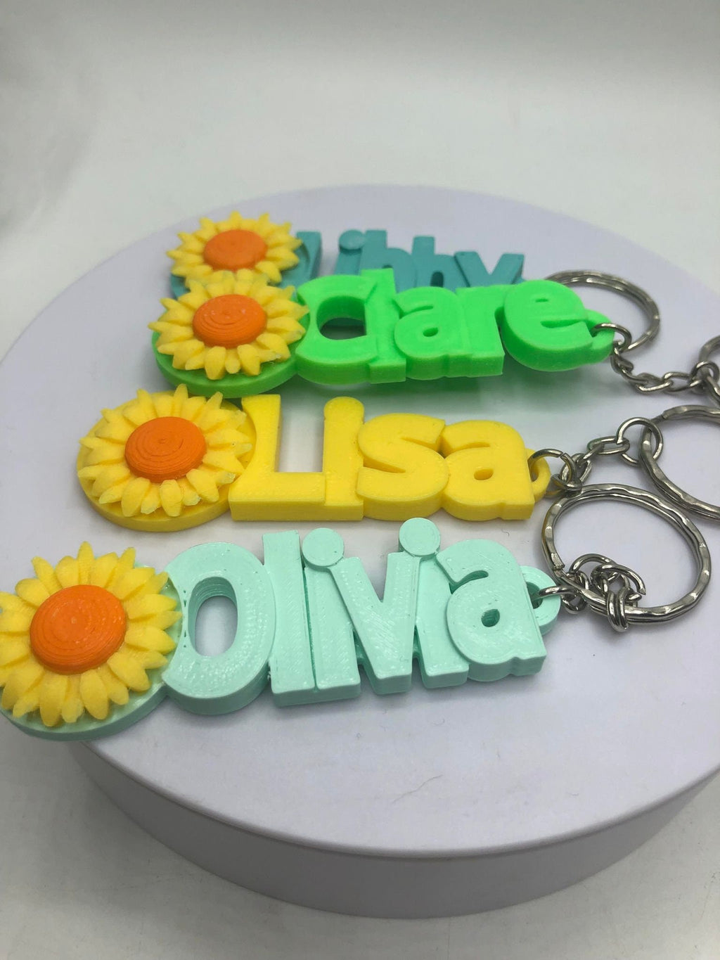 Personalised Sunflower Keyrings / Sunflower Keychain / Flower Keyring / Gift for Flower Lover / Party Bag Filler / Sunflower Keyring Gift