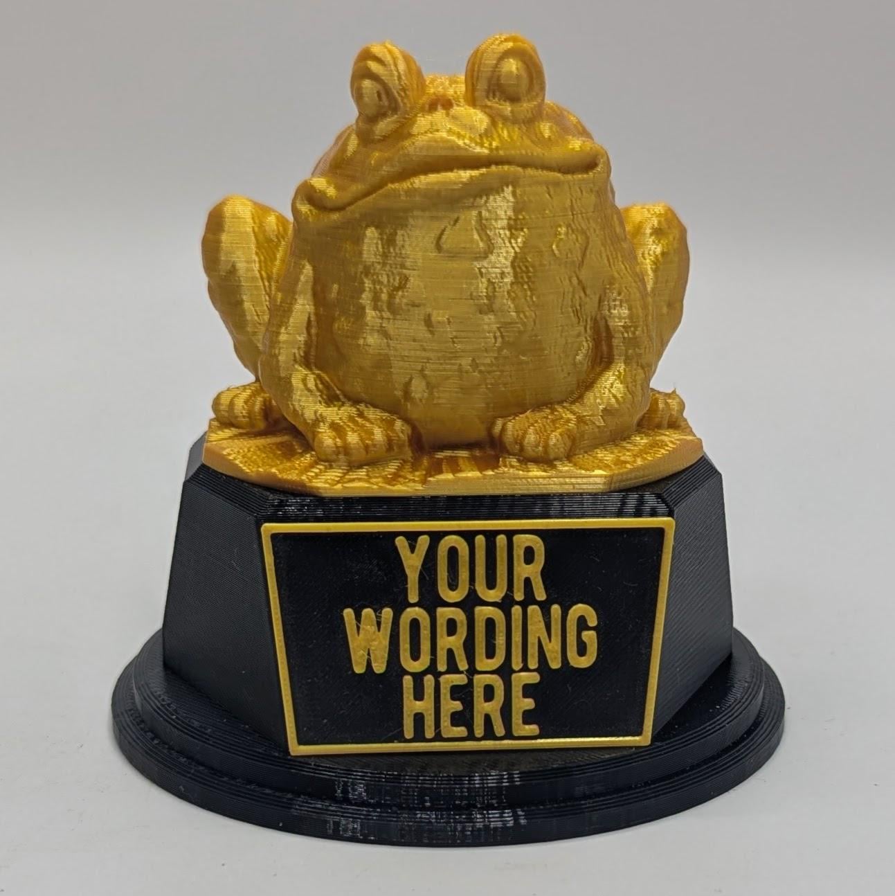Personalised Toad Trophy, Kiss A Toad Trophy, Golden Toad Award, Custom Trophy, Toad Gift , Funny Trophy, Toad Lover Gift, Office Trophy