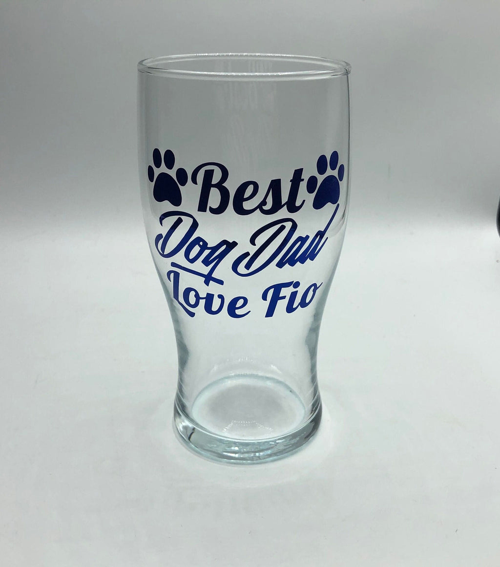 Personalised Dog Dad Glass, Father's Day Gift, Christmas Gift, Dog Dad Gift, Custom Dog Dad  Glass, Gift for Dog Owner, Dog Dad Glass Gift