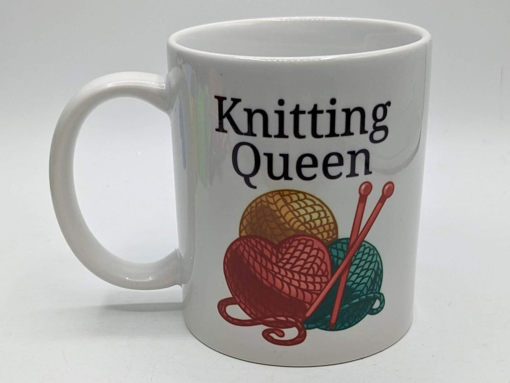 Knitting Queen Mug, Funny Gift for Knitter, Knitting Lover Gift, Gift for Knitter, Knitter Coffee Mug, Knitter Tea Mug, Yarn Lover Mug, Knit