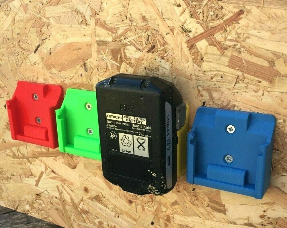 Battery Wall Mount for Hikoki / Hitachi 18v Batteries / Undershelf Mount x1 / Battery Storage Mount