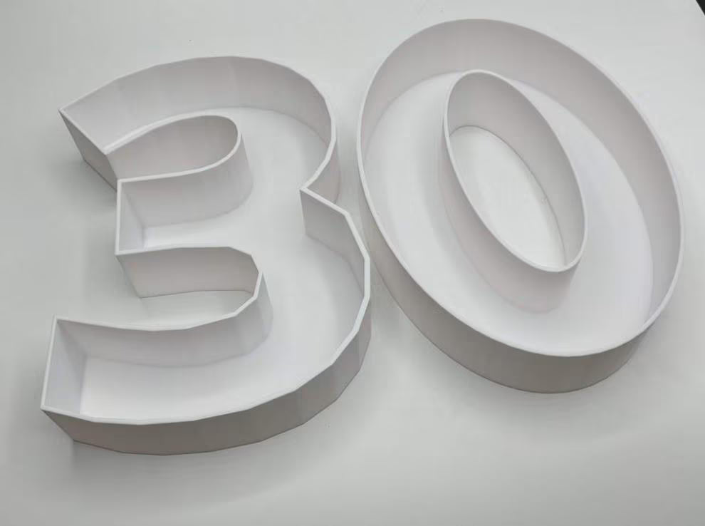 30th Birthday Cake Decoration, Large Numbers (8.5") for Sweet filling Birthday Cake Alternative, Birthday Party Display, 30th Birthday Decor