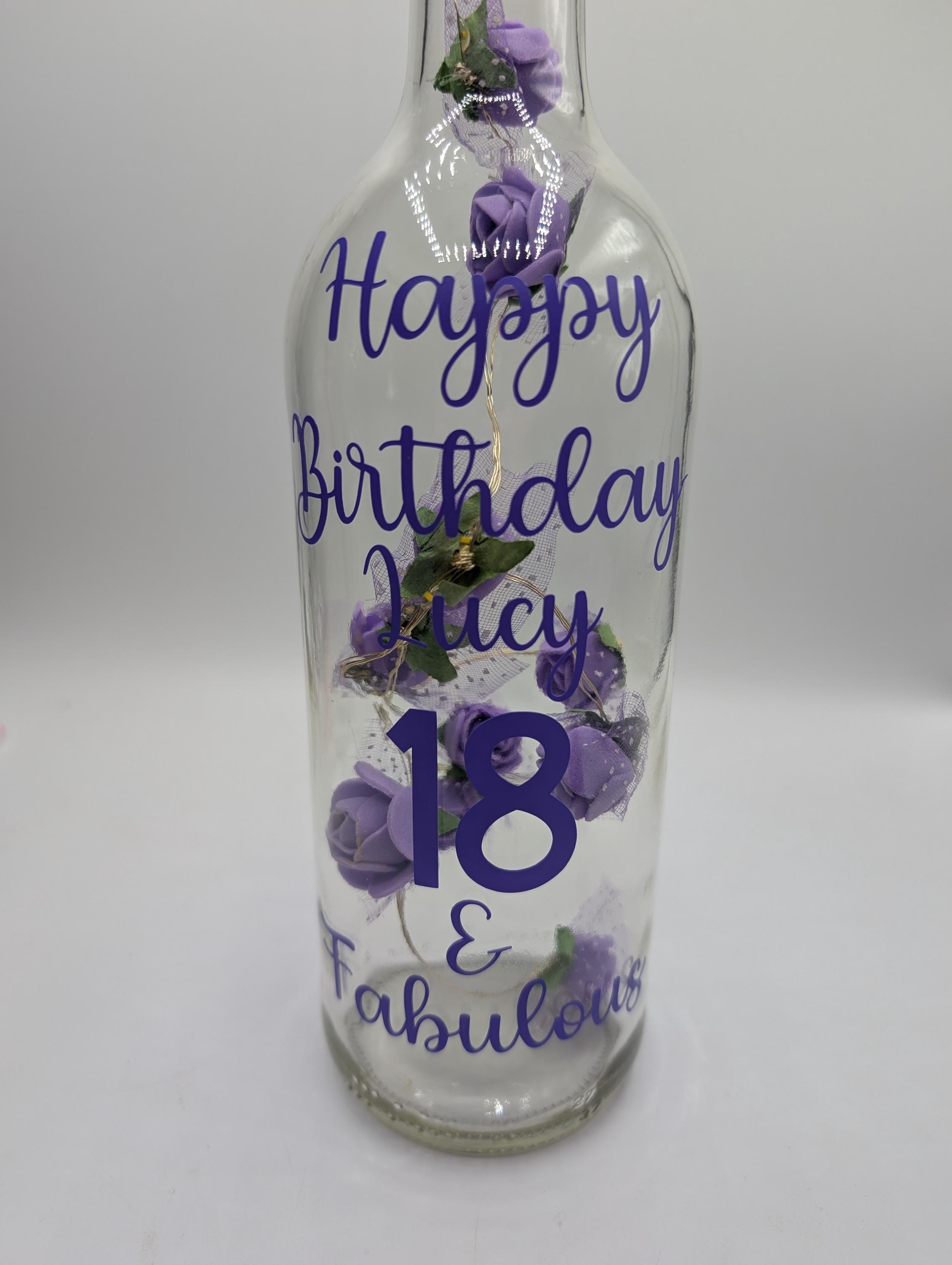 Personalised Light up Bottle, Milestone Birthday, 18th Birthday, 21st Birthday, 30th Birthday, 40th Birthday, 50th Birthday, For Her Gift