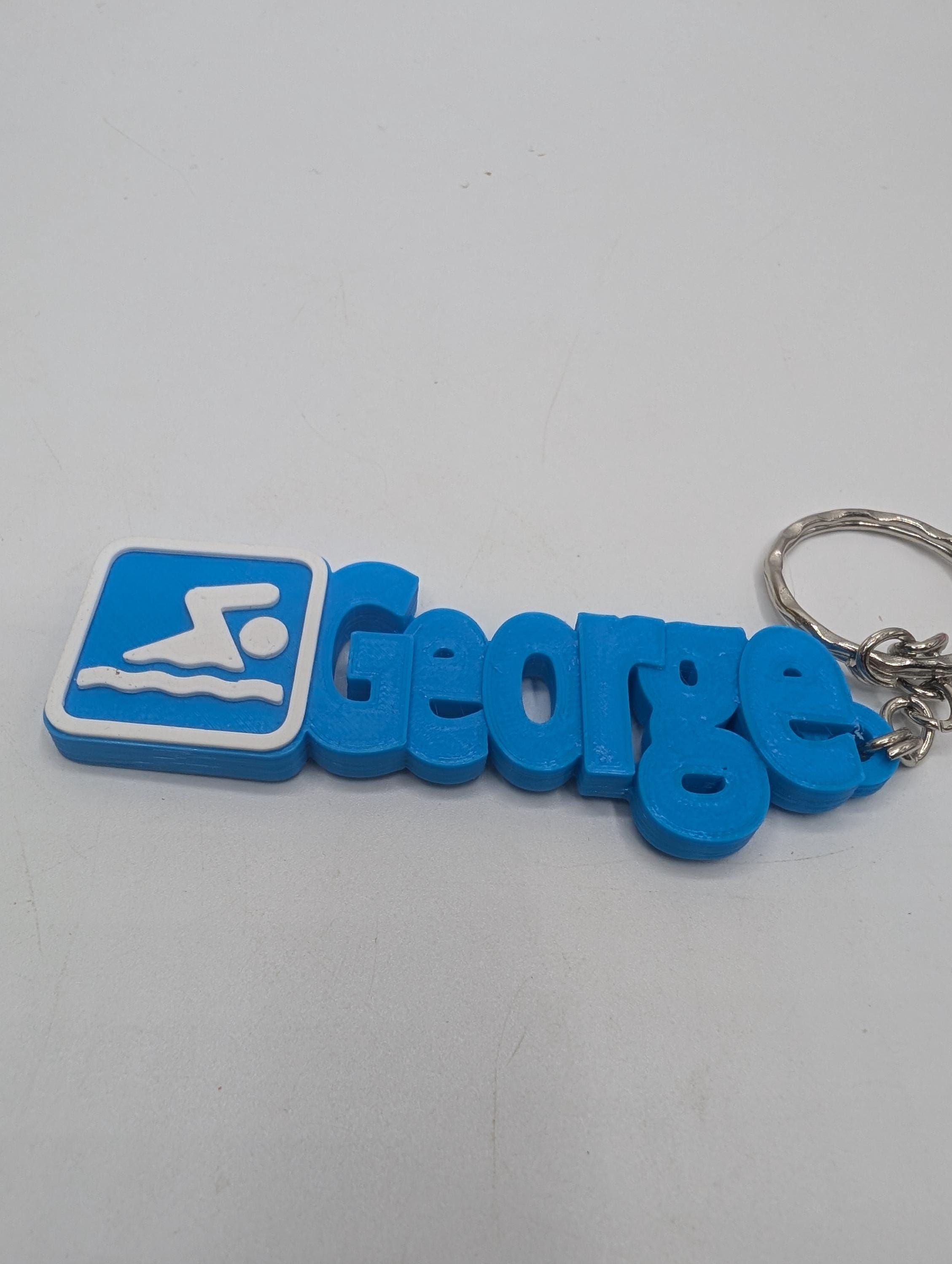 Swimming Bag Chunky Name Keyring, Swimming Bag Tag, Gift for a Swimmer, Swimming Keyring Gift, Under 5 Pound, Ready to Post Swimming Keyring