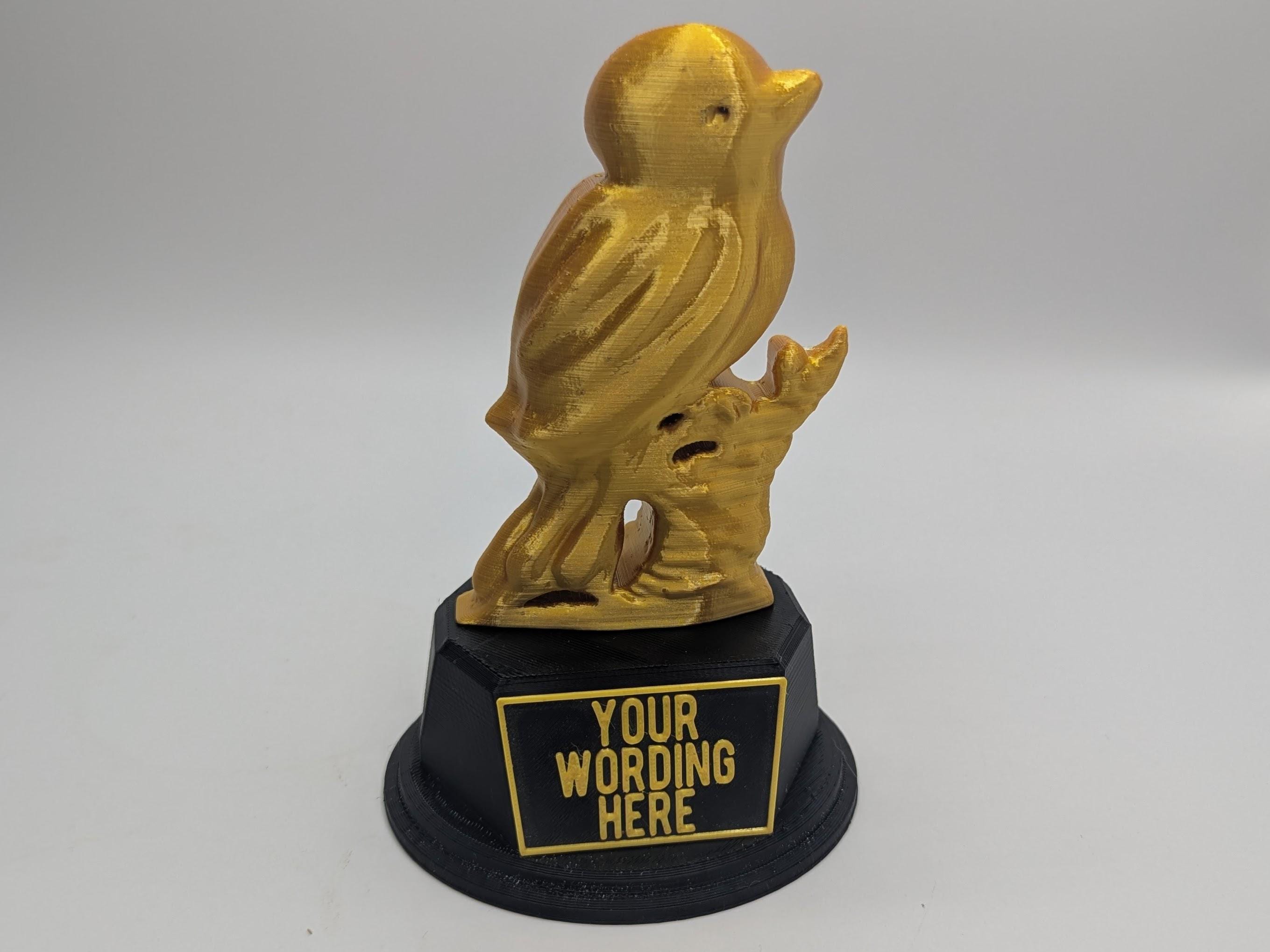 Personalised Bird Trophy, Bird Lover Gift, Little Bird Gift, Gardener Award, Bird Shape Gift, Custom Bird Trophy, Avery Bird Gift, Blue Tit