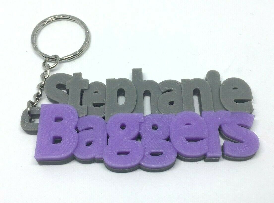 Girls Personalised School Bag Tag / Chunky Keyrings / FORENAME & SURNAME / School Leaver Gift / Teacher Gift / Under 5 pounds / Keyring Gift