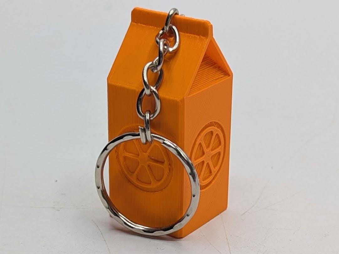 Orange Juice Keyring, Orange Juice Lover Gift, Food Keyring Gift, Orange Juice Carton Keychain, Orange Juice Novelty Gift, Fruit Keyring