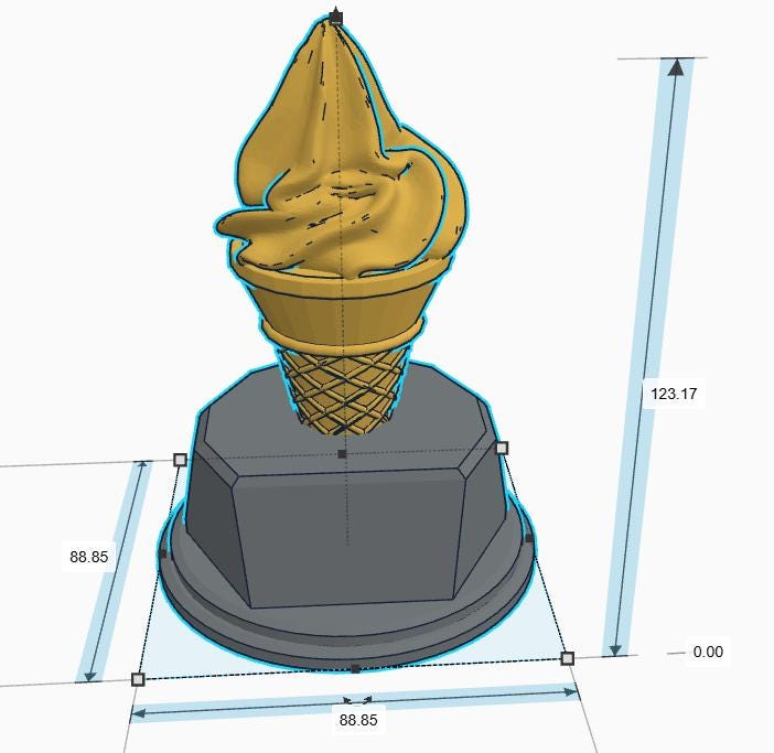 Personalised Ice Cream Trophy, Golden Cone Trophy, Custom Trophy, Swirled Ice CreamAward, Best Dessert Award, Ice Cream Award, Office Trophy