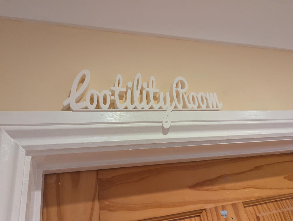 Loo-tility Room Door Sign, Laundry Room, Utility Room, Toilet Door Sign, Bathroom Door Sign, Custom Door Sign, Utility Sign, Door topper