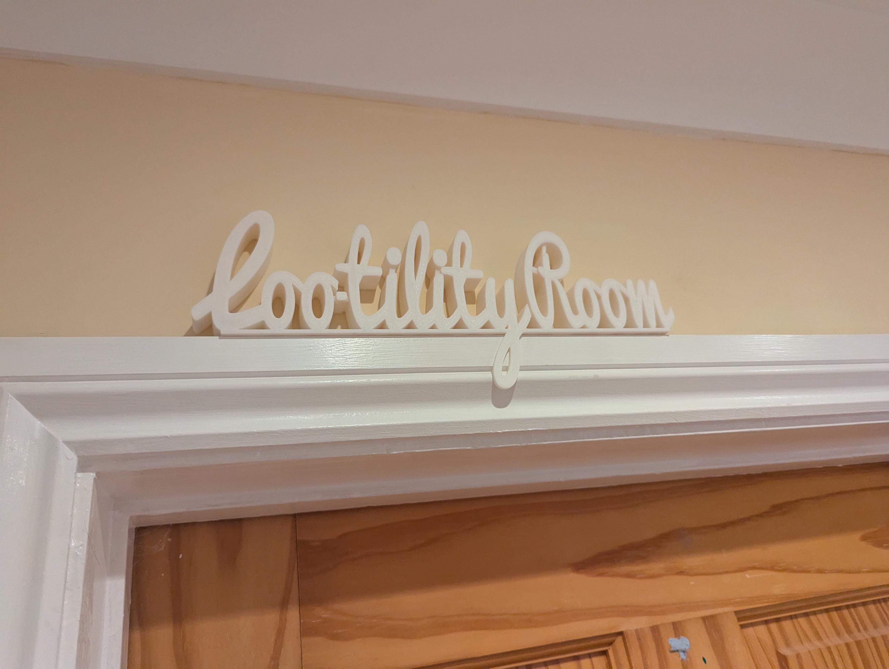 Loo-tility Room Door Sign, Laundry Room, Utility Room, Toilet Door Sign, Bathroom Door Sign, Custom Door Sign, Utility Sign, Door topper