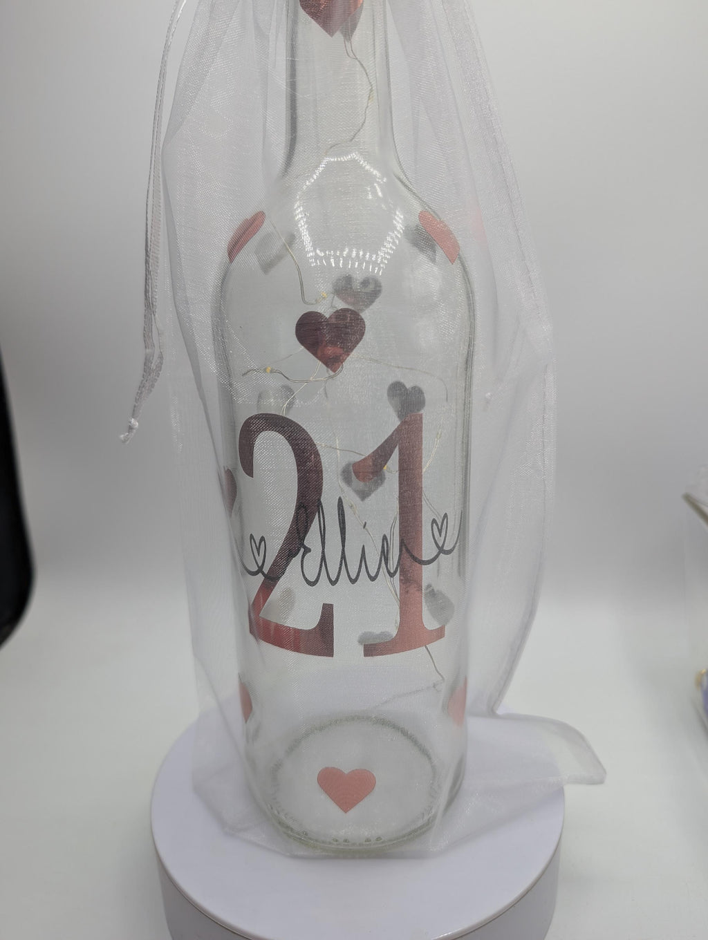 Personalised 21st Light Up Bottle, 21st Milestone Birthday, 21 Gift for her, Special 21st Birthday, 21st Birthday Present, Special 21st Gift