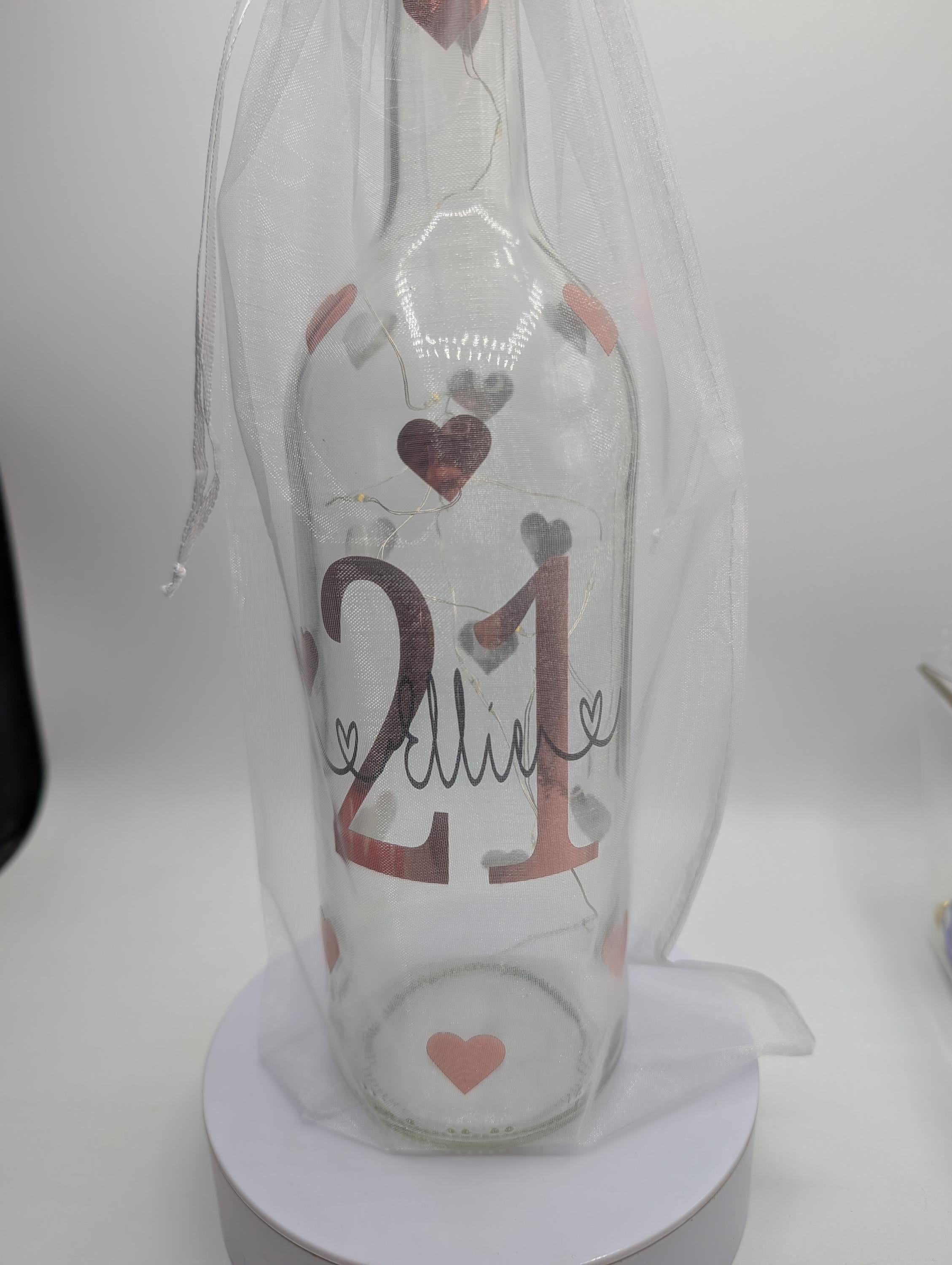 Personalised 21st Light Up Bottle, 21st Milestone Birthday, 21 Gift for her, Special 21st Birthday, 21st Birthday Present, Special 21st Gift