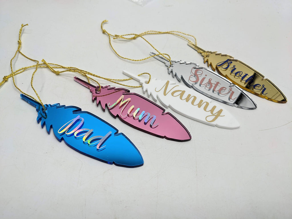 Pet Personalised Feather / Feather Memorial Christmas / Personalised Feather Gift / Tree Personalised Decoration / Feather Personalised Gift