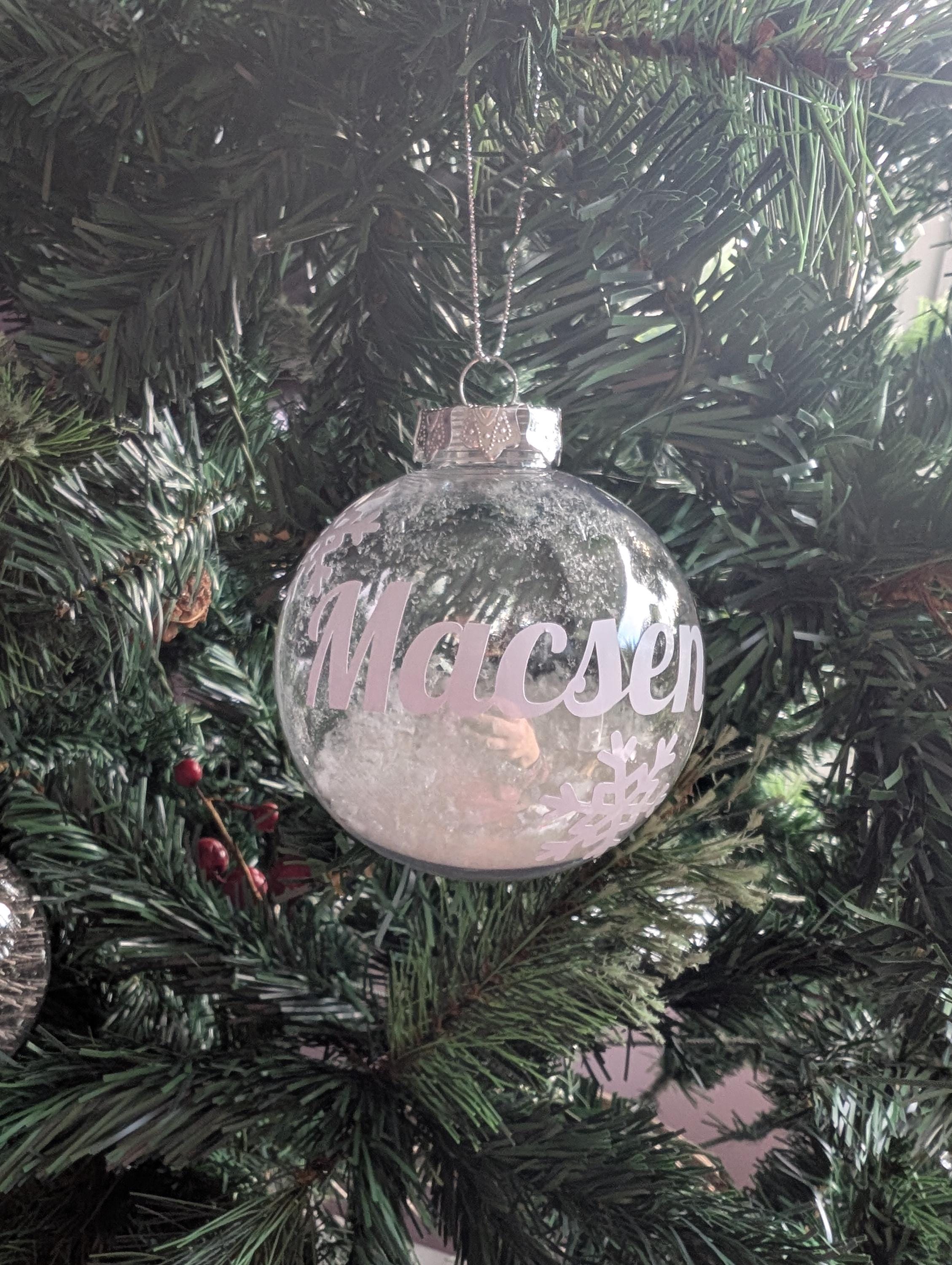 Personalized Snowflake Christmas Bauble, Custom Snow Tree Decoration