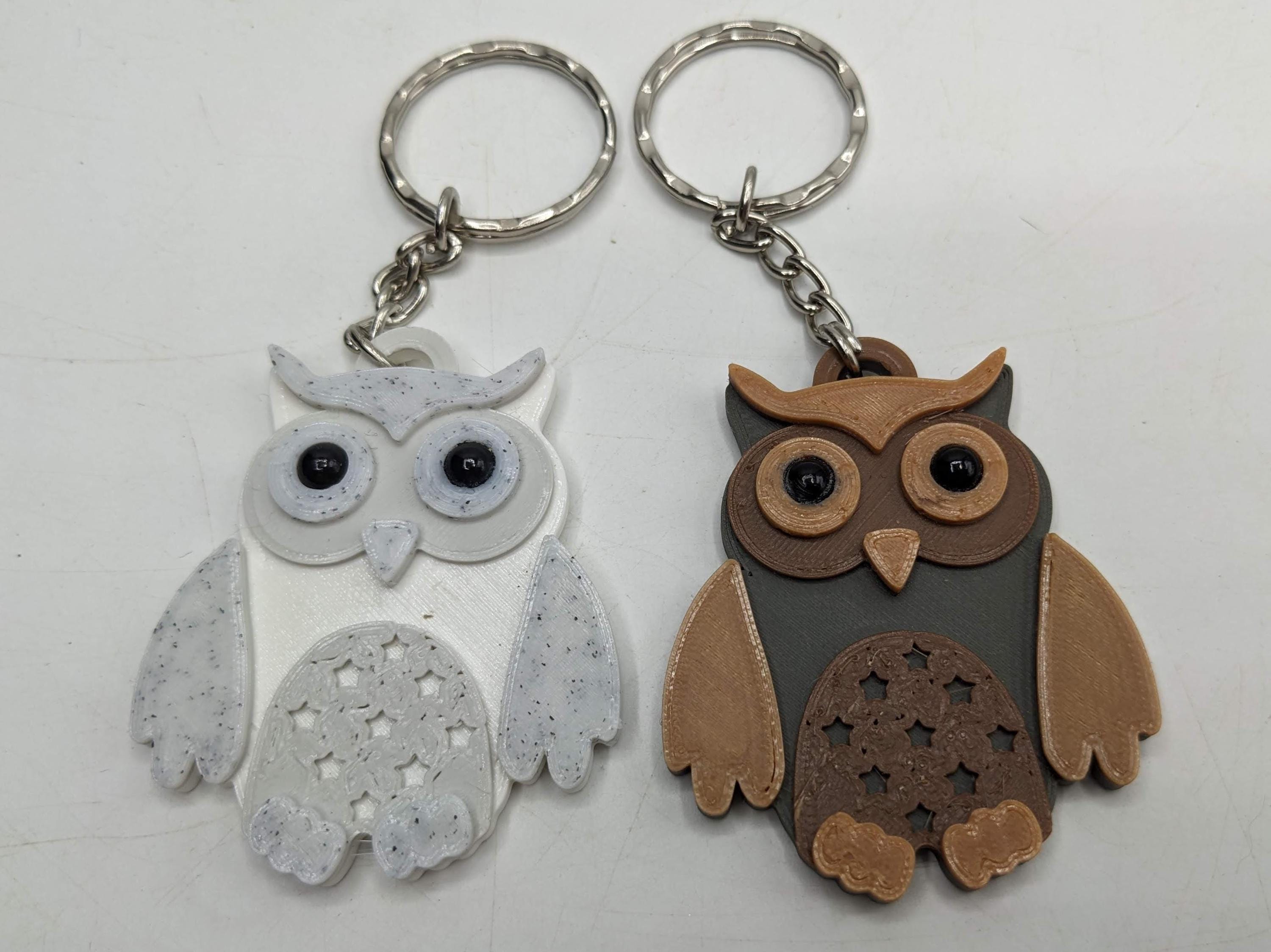 Owl Keyring / Owl Shaped Keychain / Owl Bag Tag Charm / Wildlife Keyring / Under 5 pound / Barn Owl Keychain / Snowy Owl Gift / Owl Gift