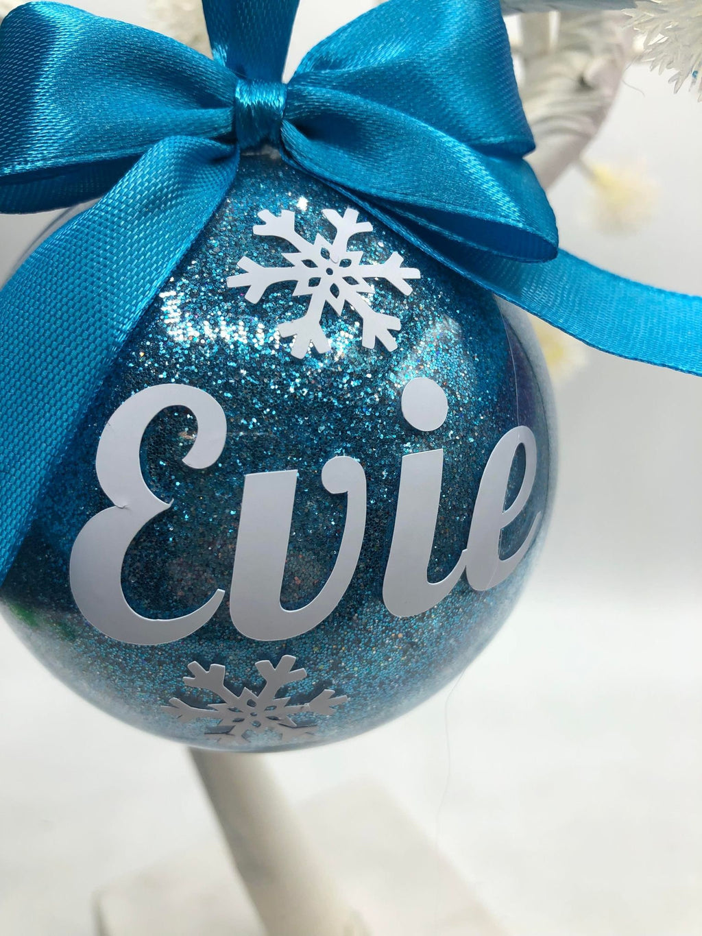 Personalised Glitter Snowflake Bauble, Glitter Christmas Bauble, Personalised Bauble, Christmas Decoration, Glitter Ribbon Bauble, Bauble