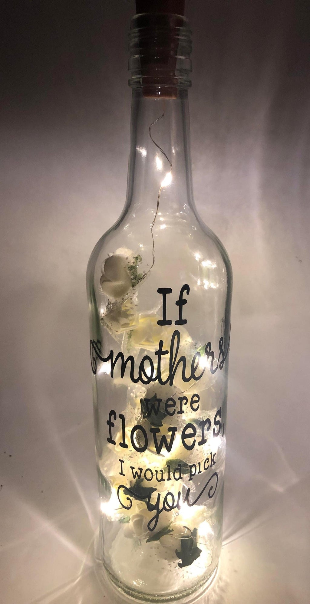 Mum Roses LED Light Up Glass Bottle, Mother's Day Gift, If Mothers were flowers Gift, Mum Christmas Gift, Gift for Mum's Birthday, Flowers