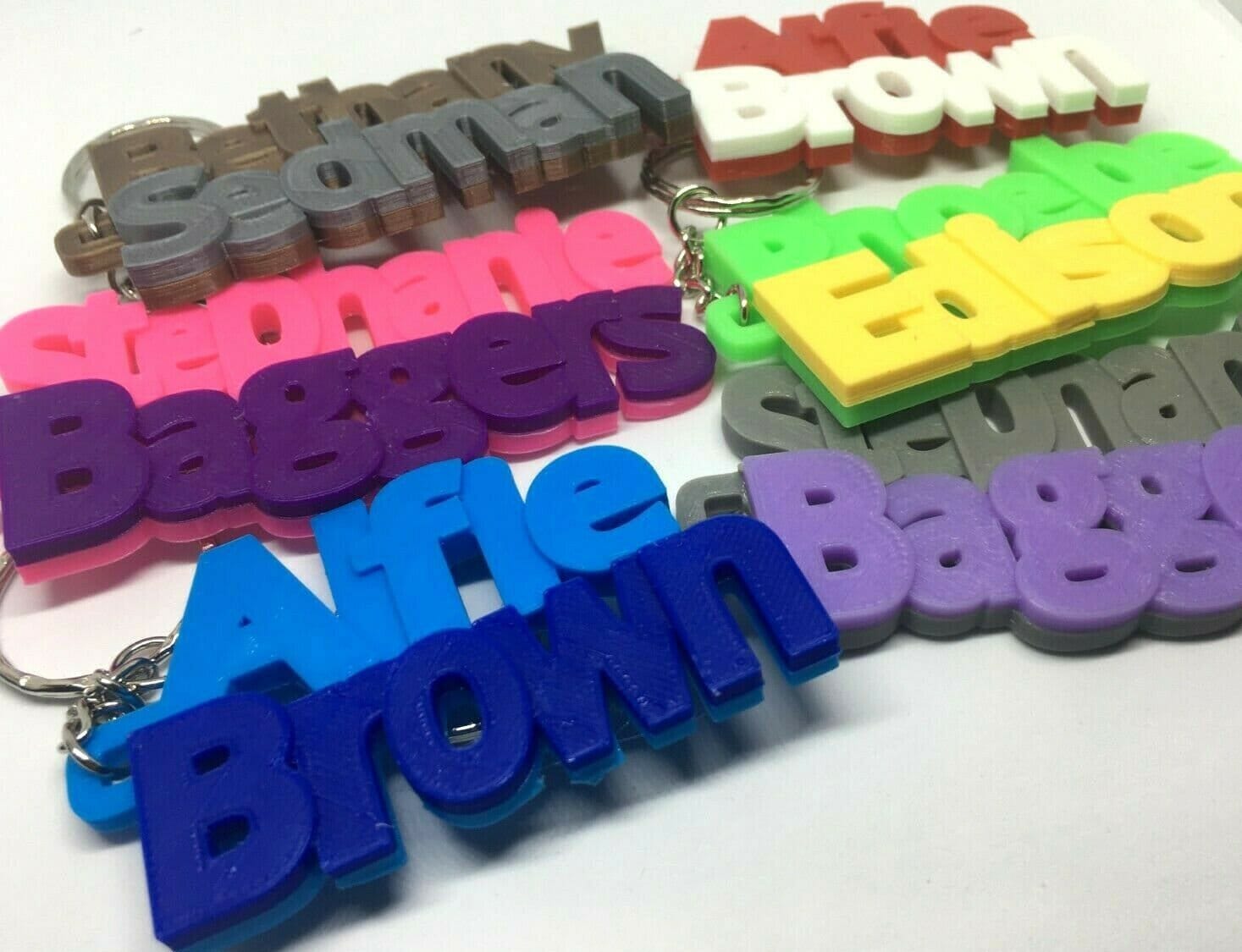 Girls Personalised School Bag Tag / Chunky Keyrings / FORENAME & SURNAME / School Leaver Gift / Teacher Gift / Under 5 pounds / Keyring Gift