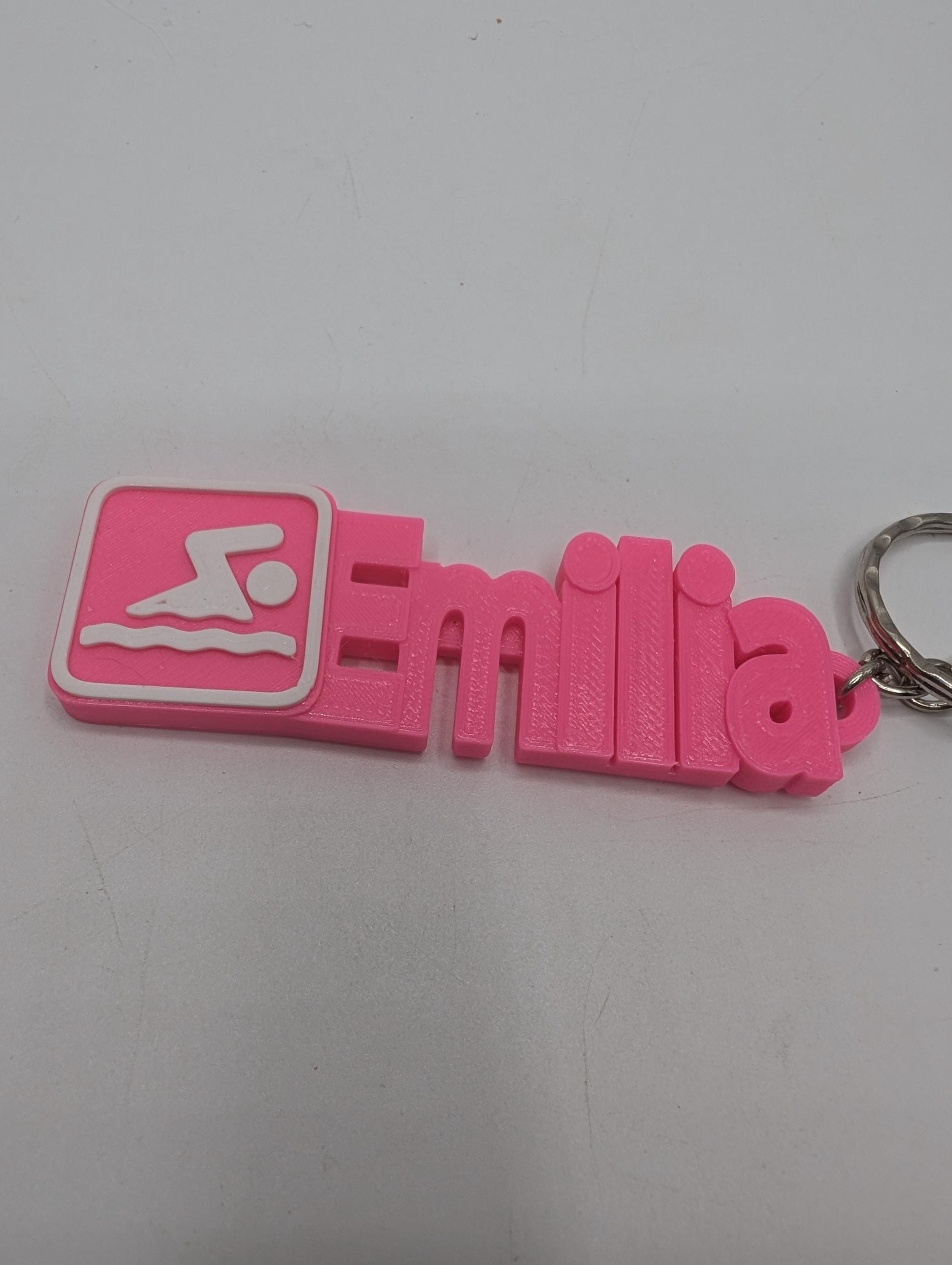 Swimming Bag Chunky Name Keyring, Swimming Bag Tag, Gift for a Swimmer, Swimming Keyring Gift, Under 5 Pound, Ready to Post Swimming Keyring