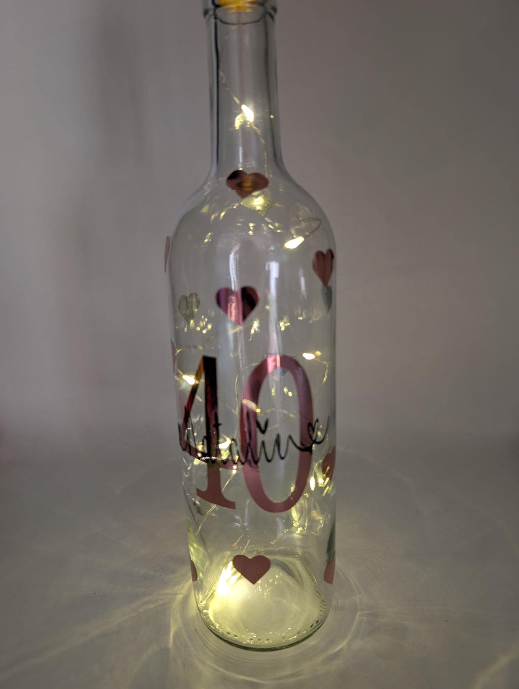Personalised 40th Light Up Bottle, 40th Milestone Birthday, 40 Gift for her, Special 40th Birthday, 40th Birthday Present, Special 40th Gift