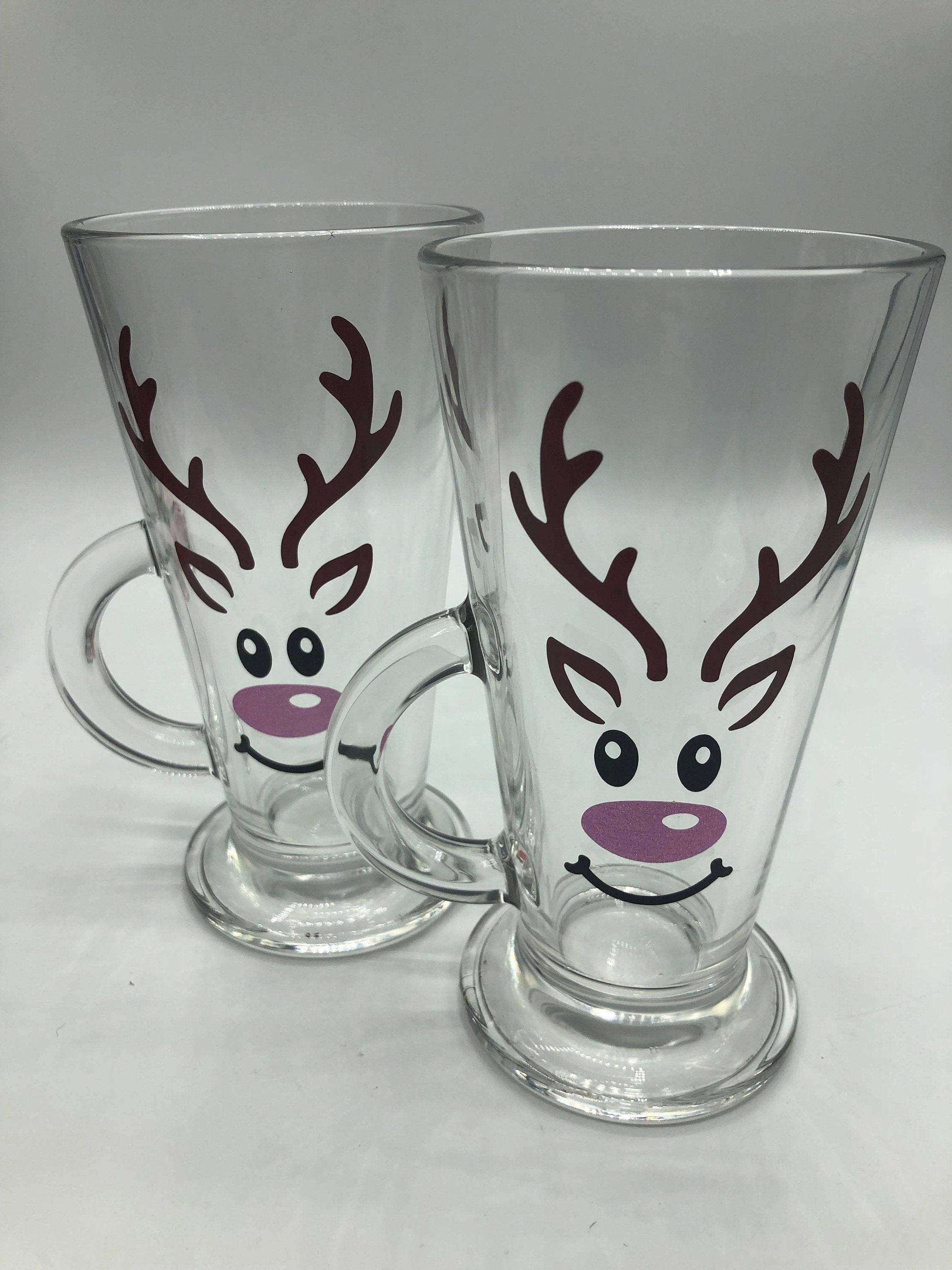 Reindeer Christmas Glass, Reindeer Hot Chocolate Mug, Reindeer Christmas Mug, Christmas Eve Box, Stocking Filler Glass, Christmas Hot Choc