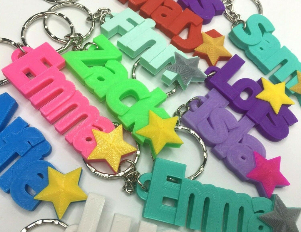 Personalised Star Keyrings / Back to School Bag Tags / Under 5 pounds / Party Bag Filler / Book Bag Tag / School Bag Tag / Stocking Filler