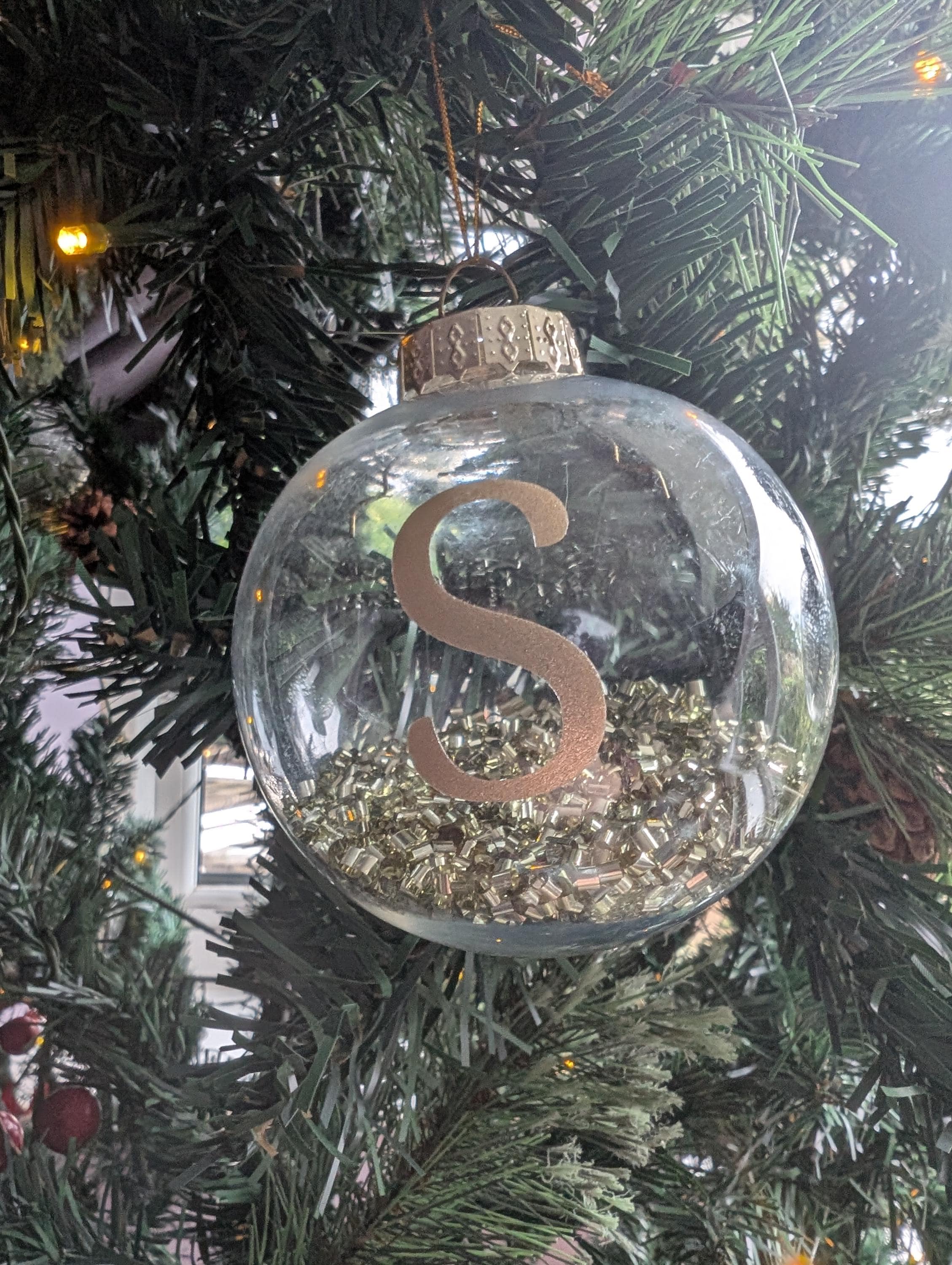 Personalised Glitter Christmas Bauble / Initial Bauble / Memorial Bauble / Tree Personalised Decoration / Personalised Christmas Ornament