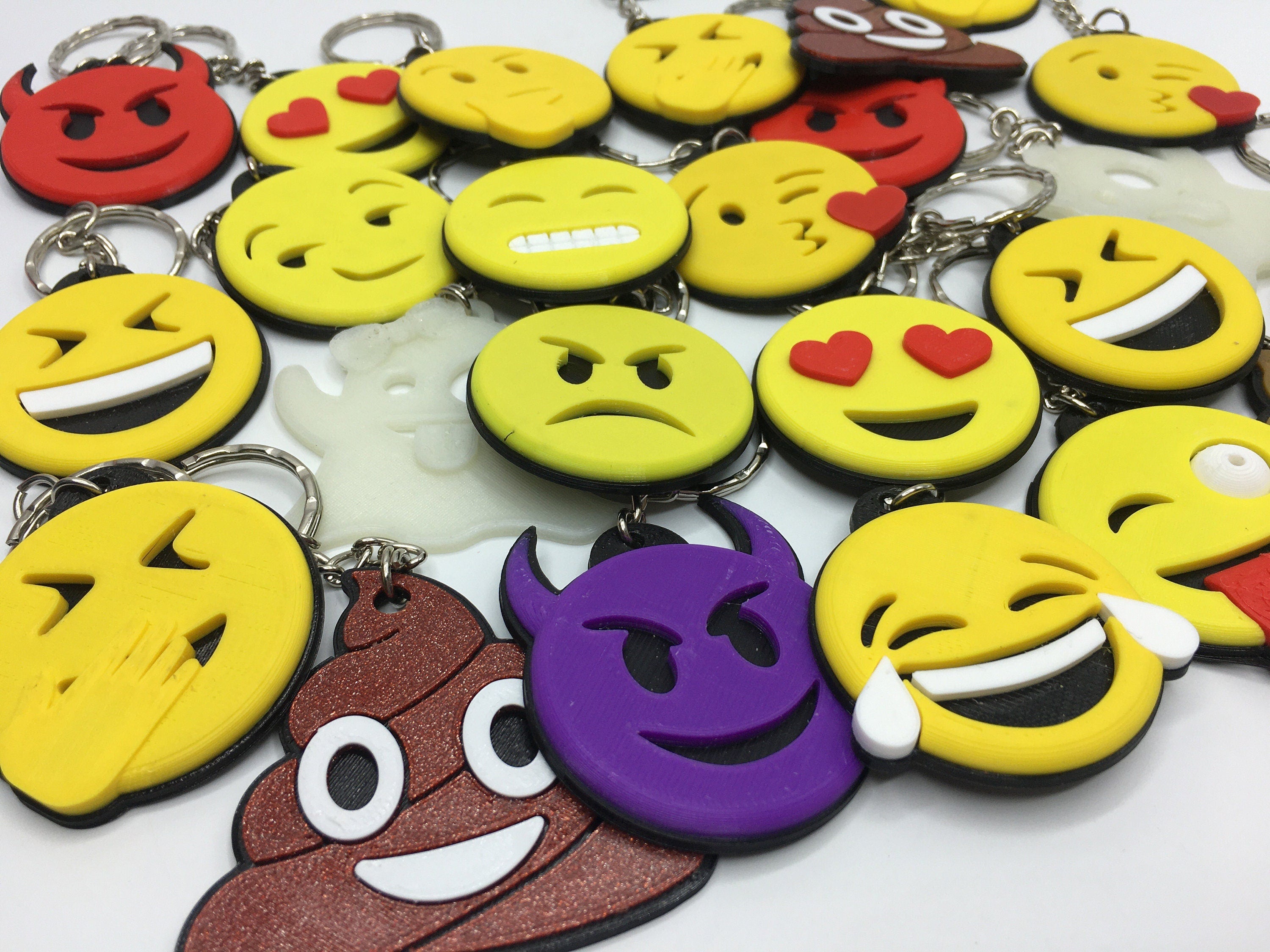 Funny Face Keryings / Funny Face Bag Tags / Poo Face Keyring / Devil Face Keyring / Under 5 Pounds / Heart Face Keyring / Bag Tags / Keyring