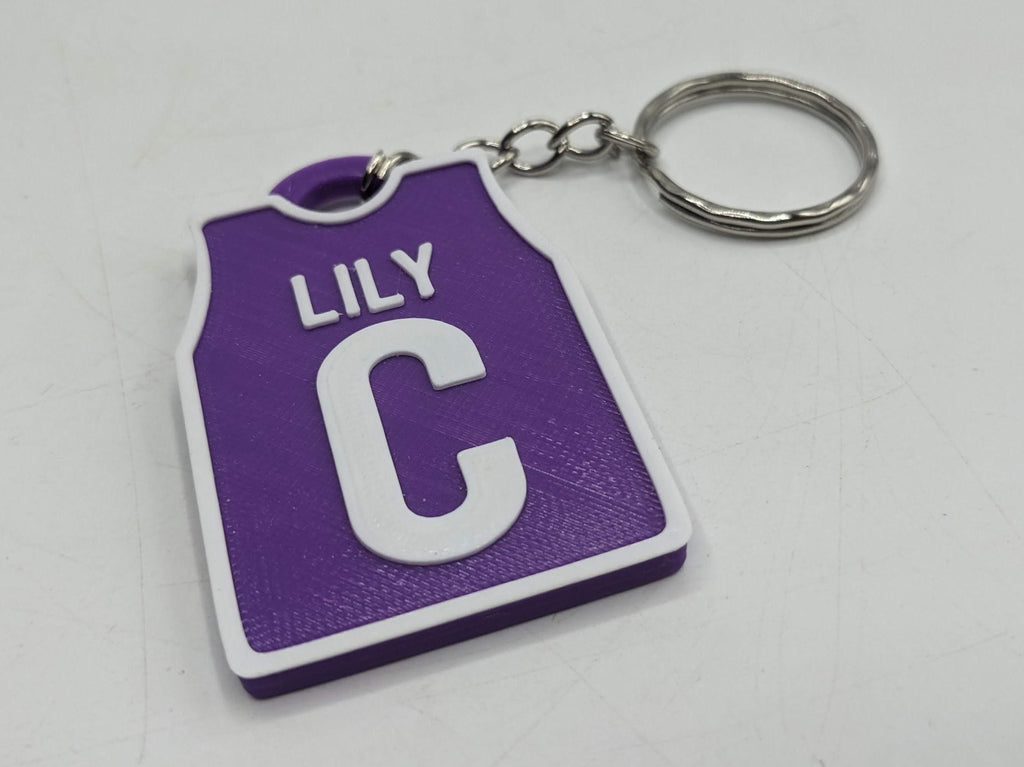 Personalised Netball Shirt Keyring / Netball Keyring / Netball Party Bag Fillers / Netball Team Bag Tags / Netball Gift / Netball Players