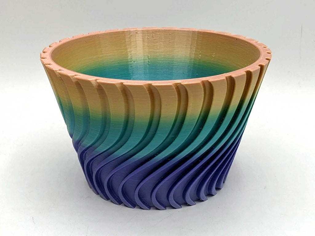 Modern Twisted Plant Pot, Multicoloured Geometric Planter, 3D Printed