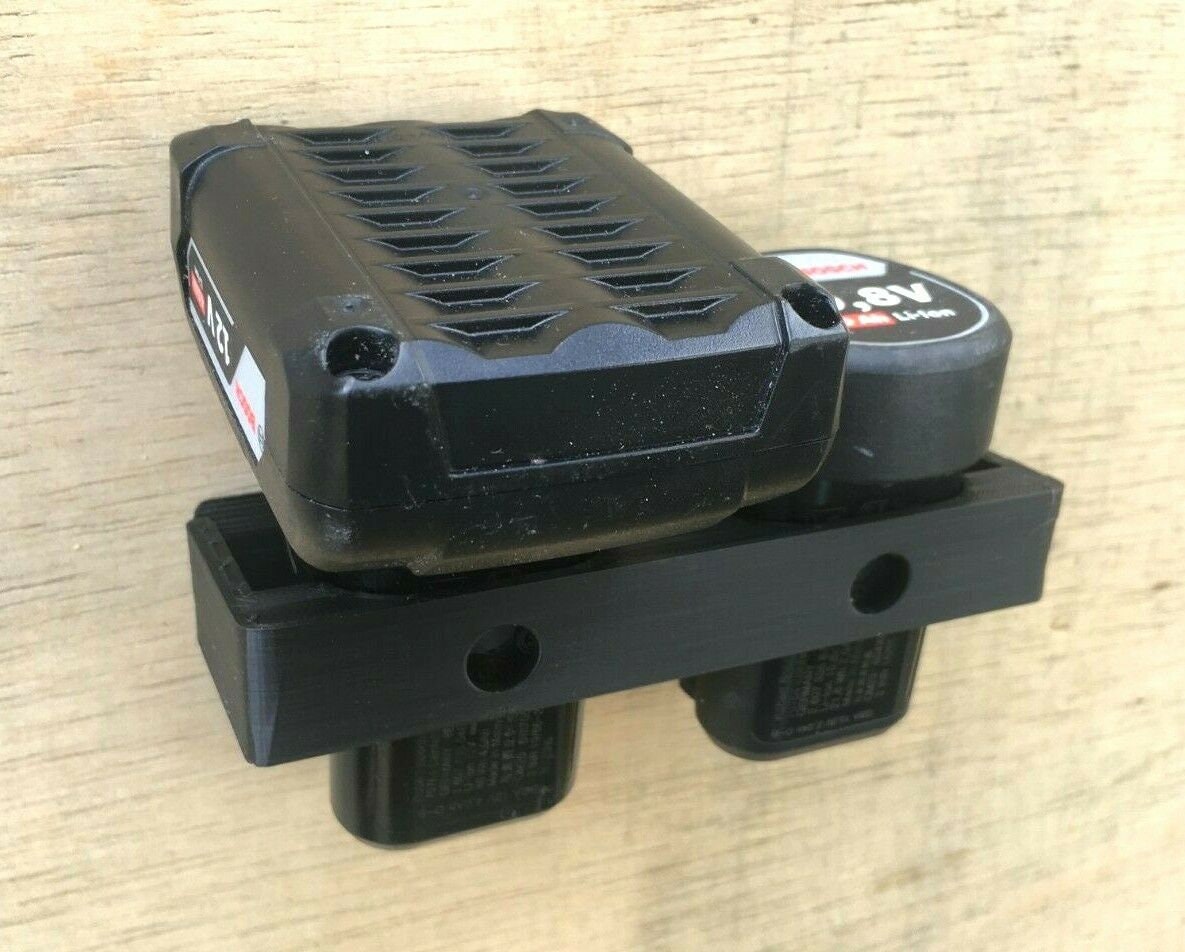 Double Battery Wall Mount for Bosch GSR/GSB/GDR 10.8v/12v Drill - 2Ah, 4Ah & 6Ah / Battery Storage