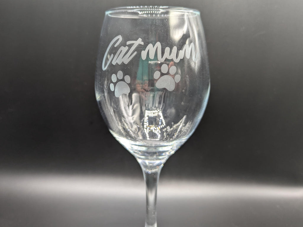 Etched Cat Mum Glass, Cat Mum Gin/Wine/Latte/Prosecco Glass, Mother's Day Gift, Mum  Cat Gift, Cat Mam Glass, Christmas Gift, Cat Mom Glass
