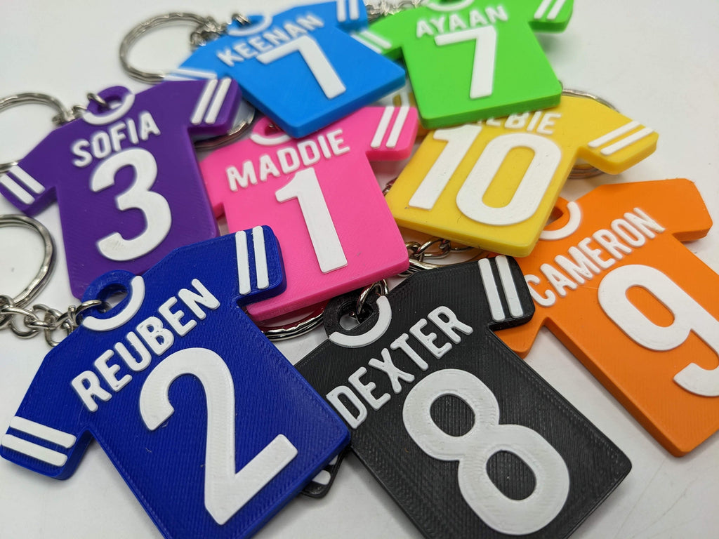 Personalised Football Shirt Keyring / Soccer Keyring / Football Party Bag Filler / Football Team Bag Tags / Football Gift / Football Favour