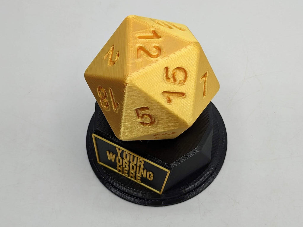 Personalised D20 Trophy / D20 Trophy / D20 Dice Fun Trophy / D20 Dice Gift / D20 Award / D20 Dice Ornament / D20 Board Gaming Gift / D20