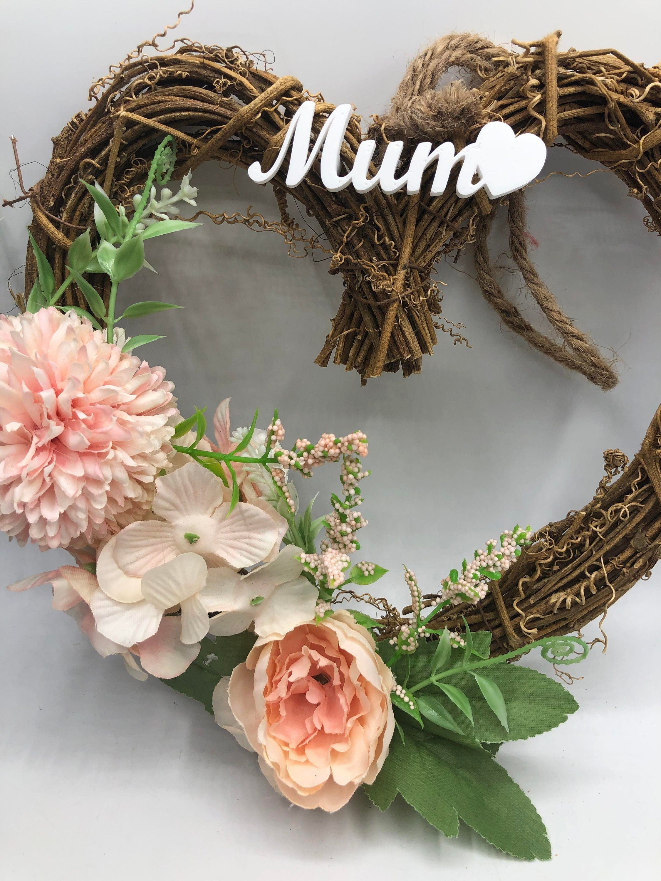 Heart Wreath Hanging Decoration, Beautiful Flower Heart Decoration, Heart Wreath, Carnation & Peony Flowers, Gift for Her, Gift for Friend