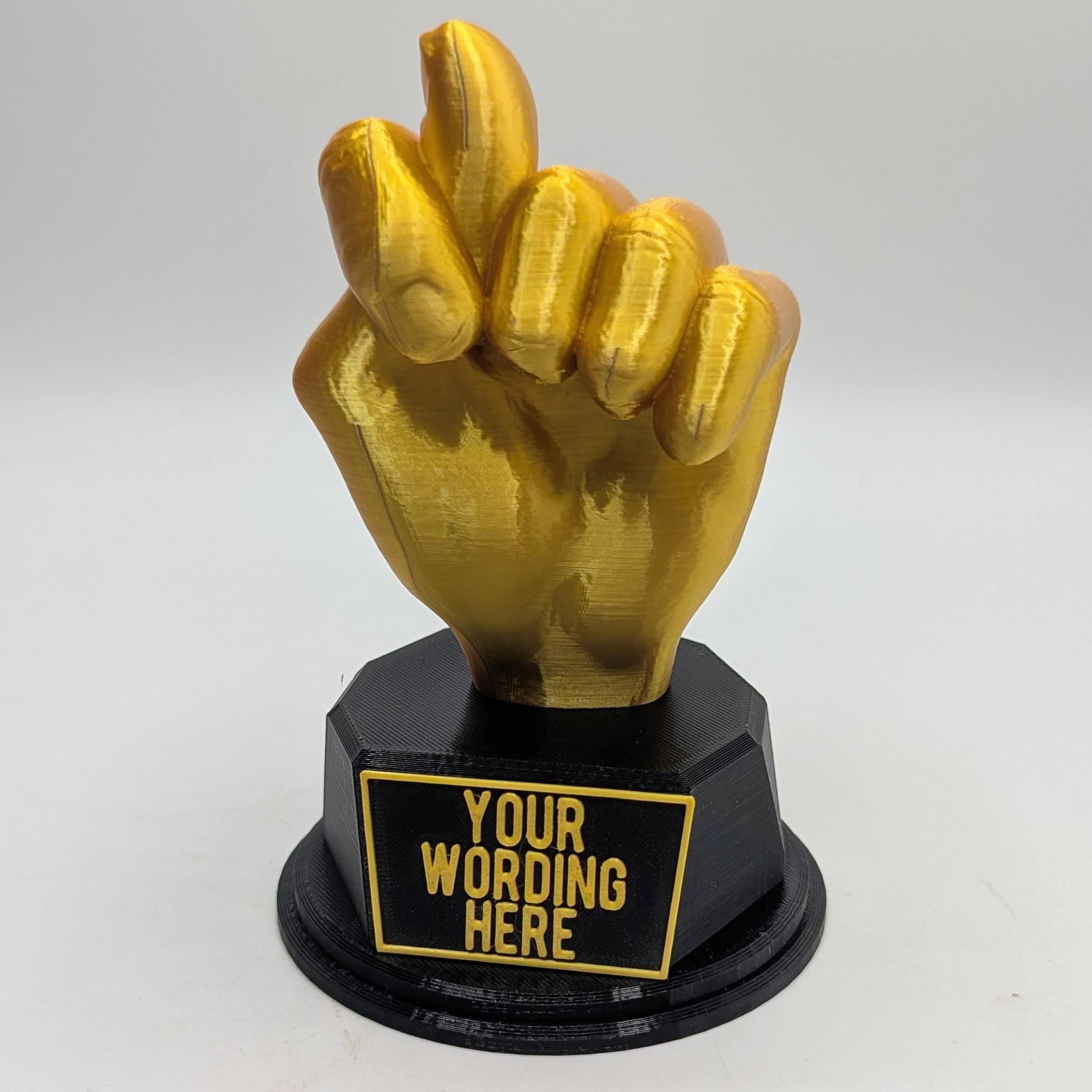 Personalised Got Your Nose Trophy, Hand Shape Gift, Got Your Nose Award, Nose Joke Gift, Custom Trophy Award, Novelty Nose Award, Gold Hand